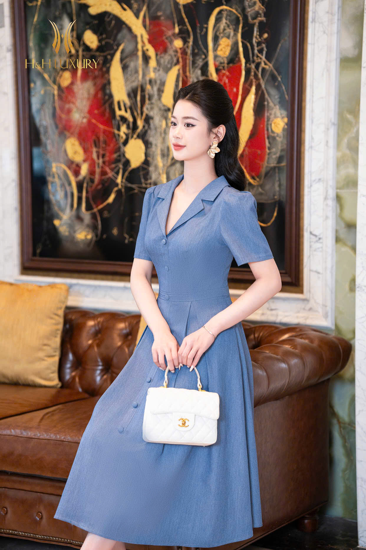 ĐẦM XÒE THÔ HÀN CỔ VÉT ĐÍNH CÚC