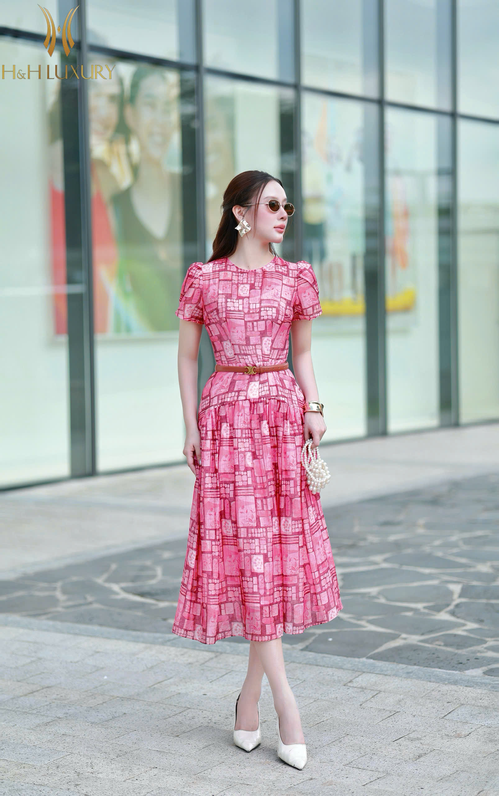 ĐẦM TẰM HỒNG FUCHSIA TAY CÁNH HỒNG