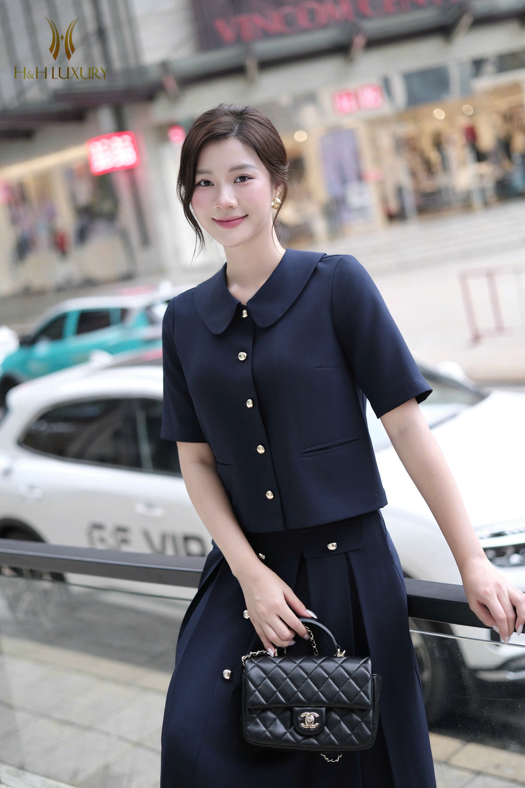 ÁO KÍ GIẢ XANH NAVY ĐÍNH CÚC