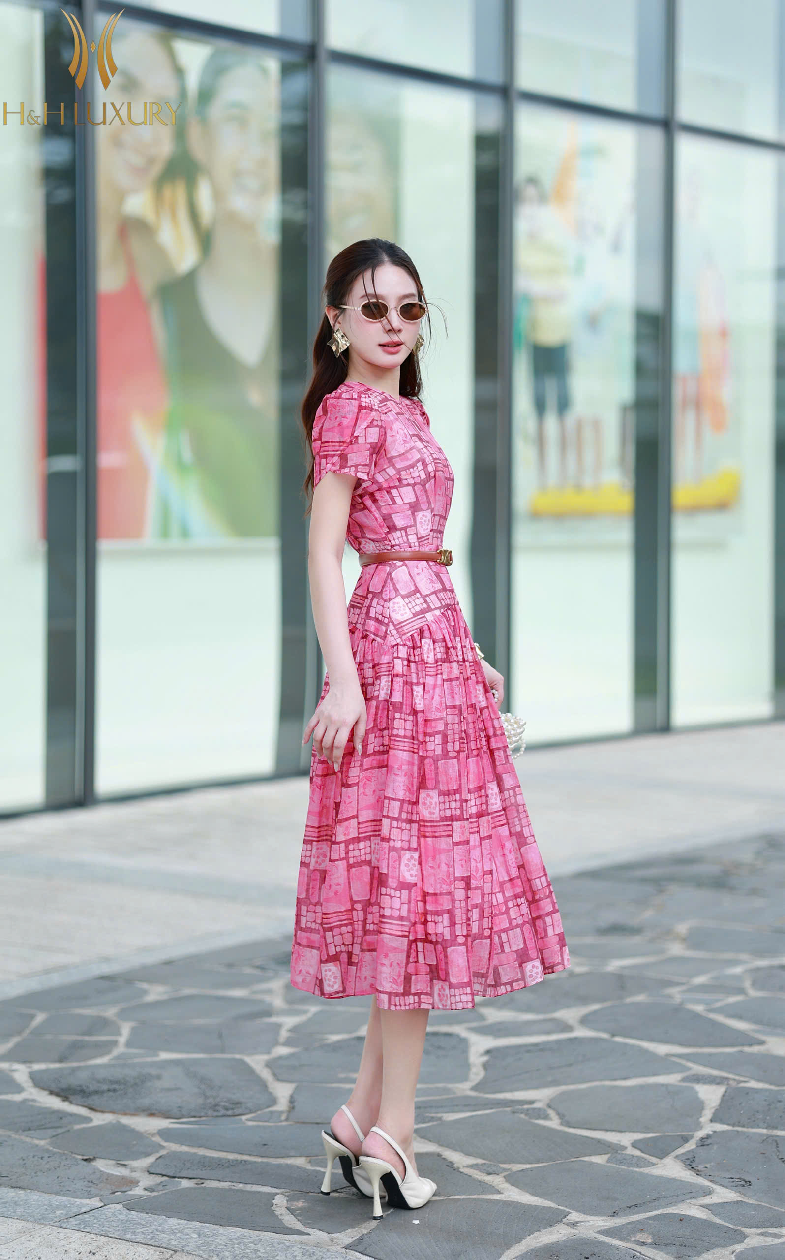 ĐẦM TẰM HỒNG FUCHSIA TAY CÁNH HỒNG