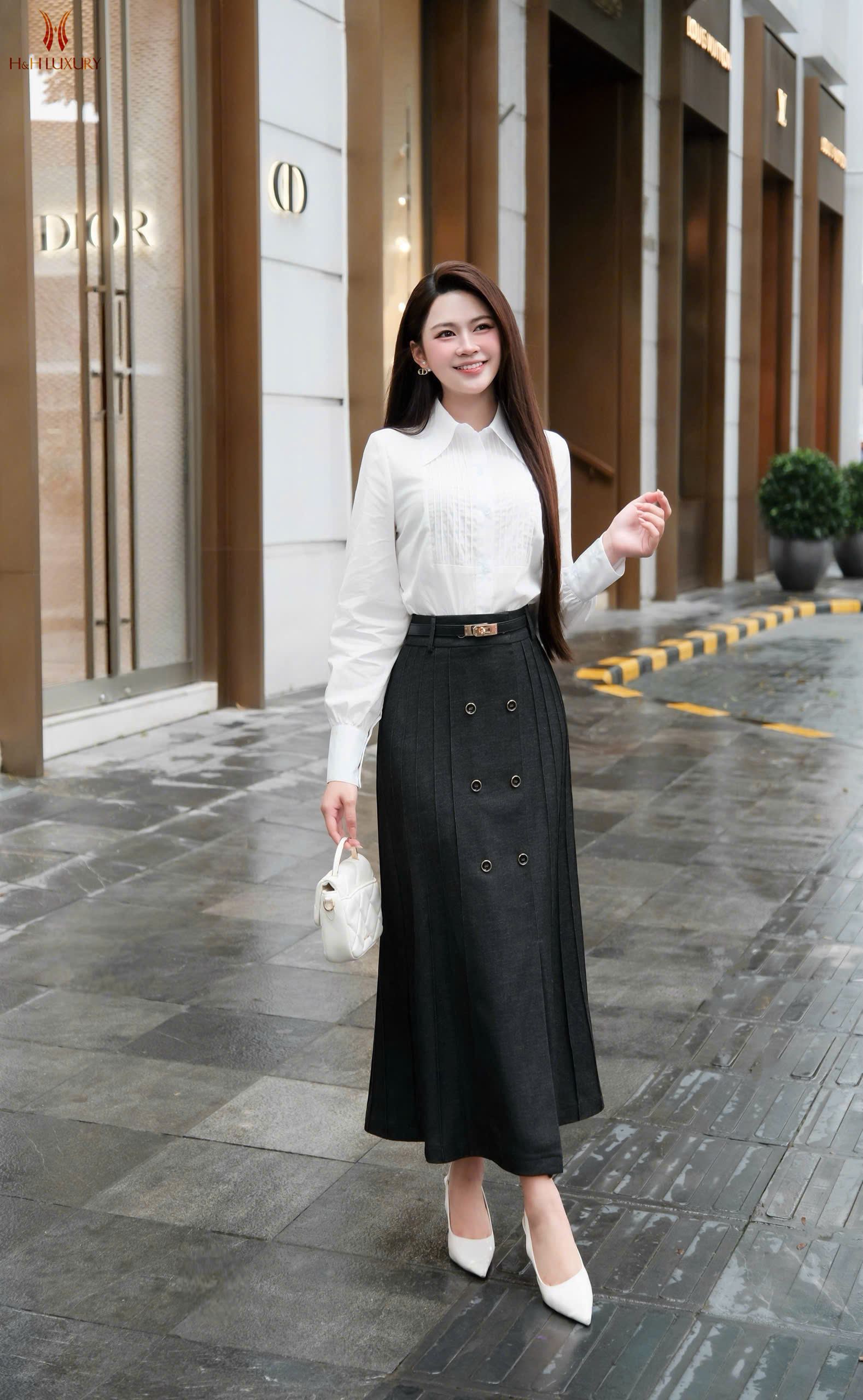 CHÂN VÁY JEAN LỤA ĐEN MÍ THÂN ĐÍNH CÚC