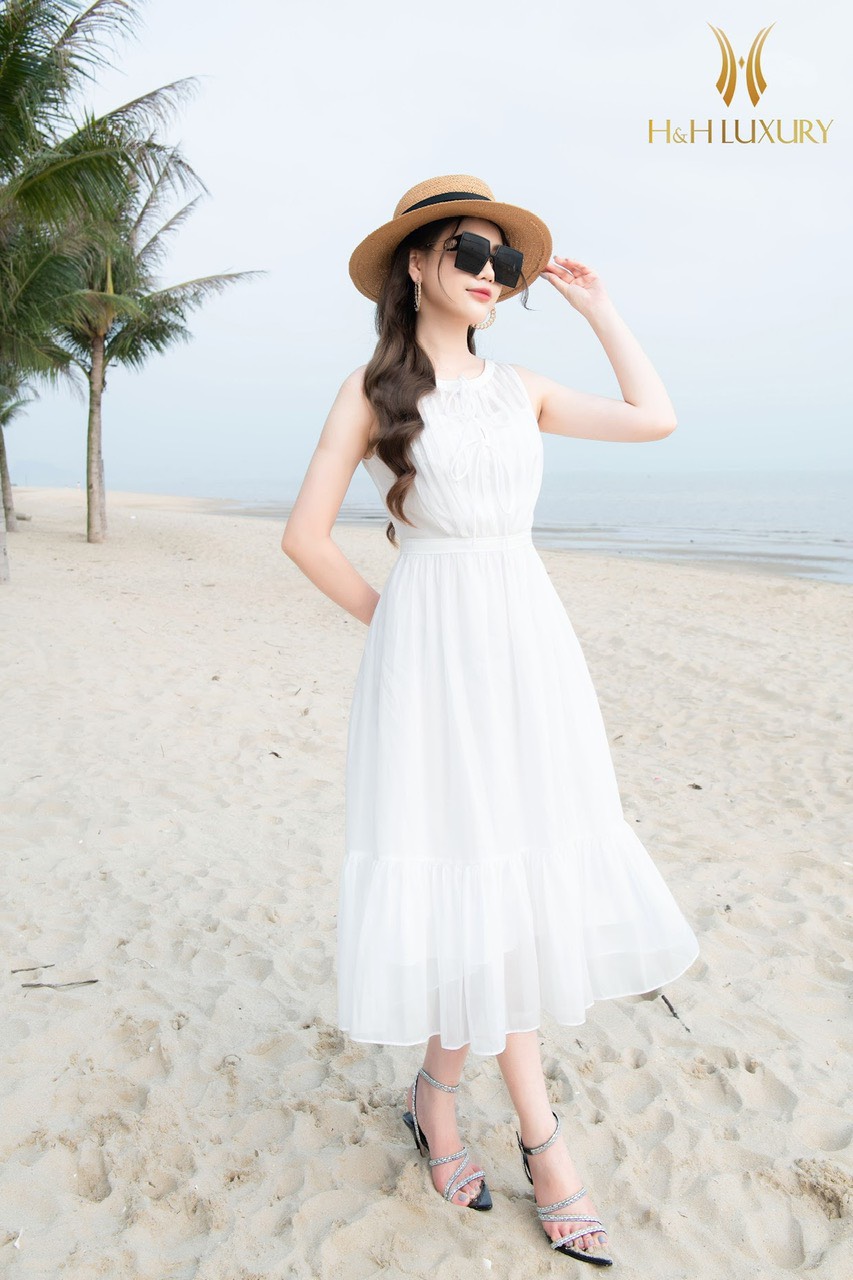 ĐẦM XÒE TƠ TRẮNG CAO CẤP XẾP LY NGỰC