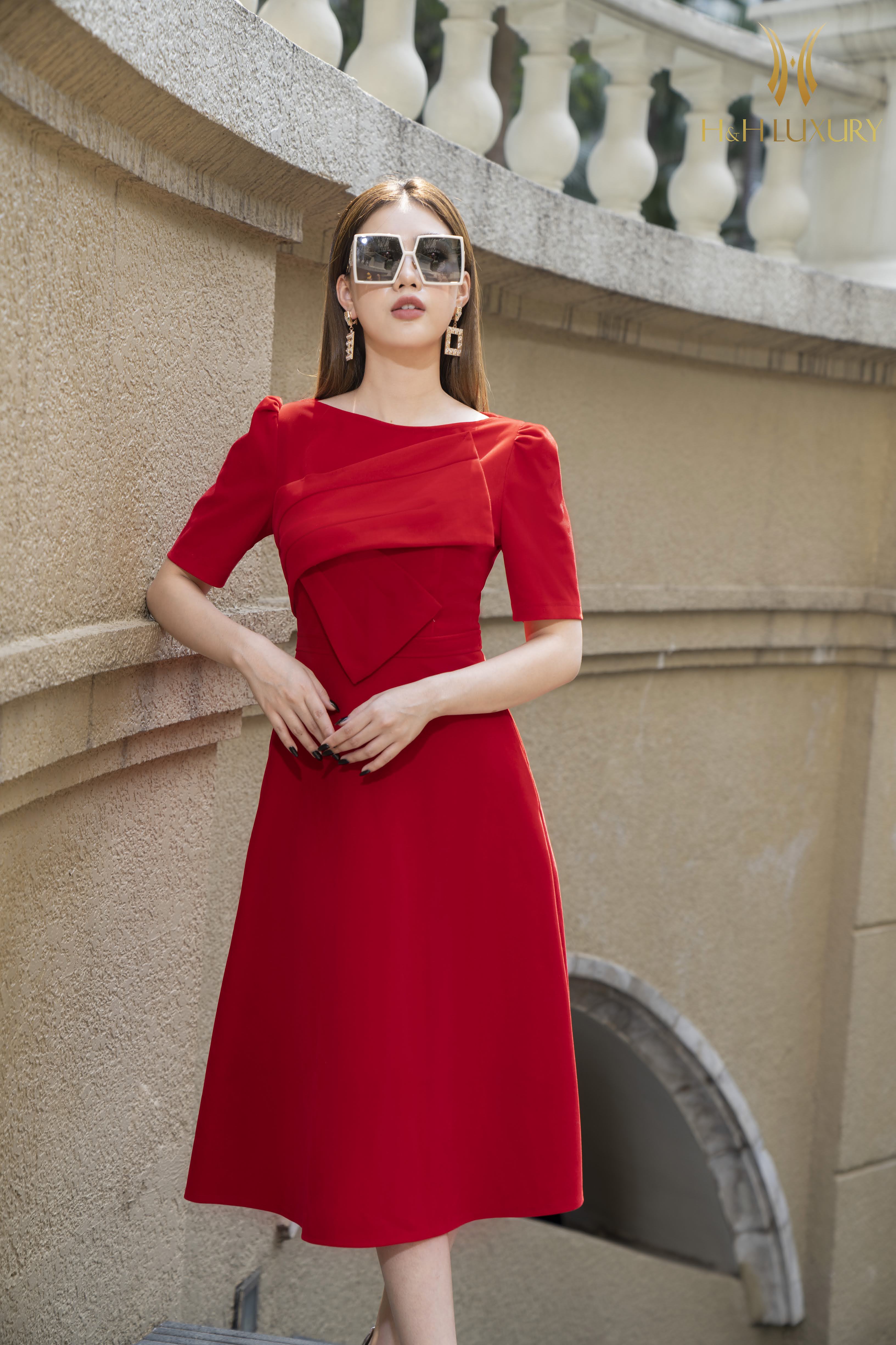 Mua Váy nhung đỏ dáng xòe dự tiệc Set đầm nhung đỏ thiết kế sang chảnh HN  Clothing V36  Tiki