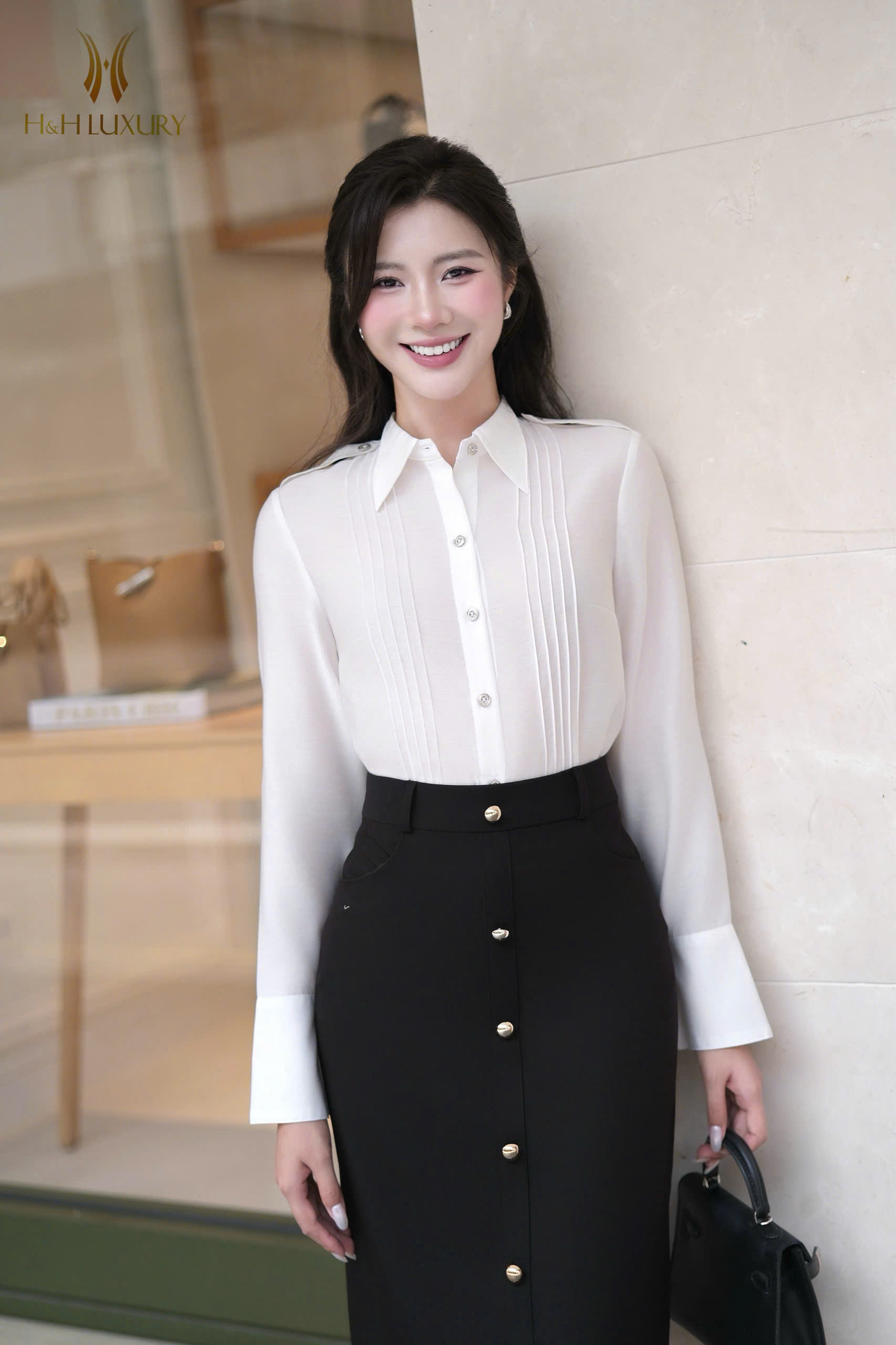 SƠ MI TRẮNG XẾP LY THÂN TẰM NHẬT
