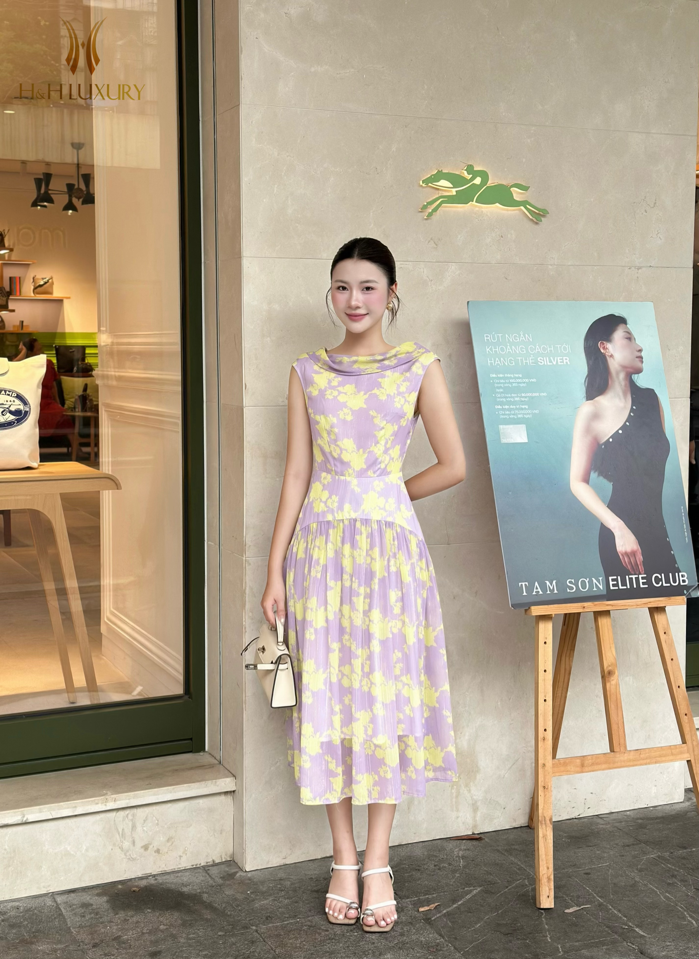 ĐẦM TƠ TÍM LAVENDER CỔ V SAU