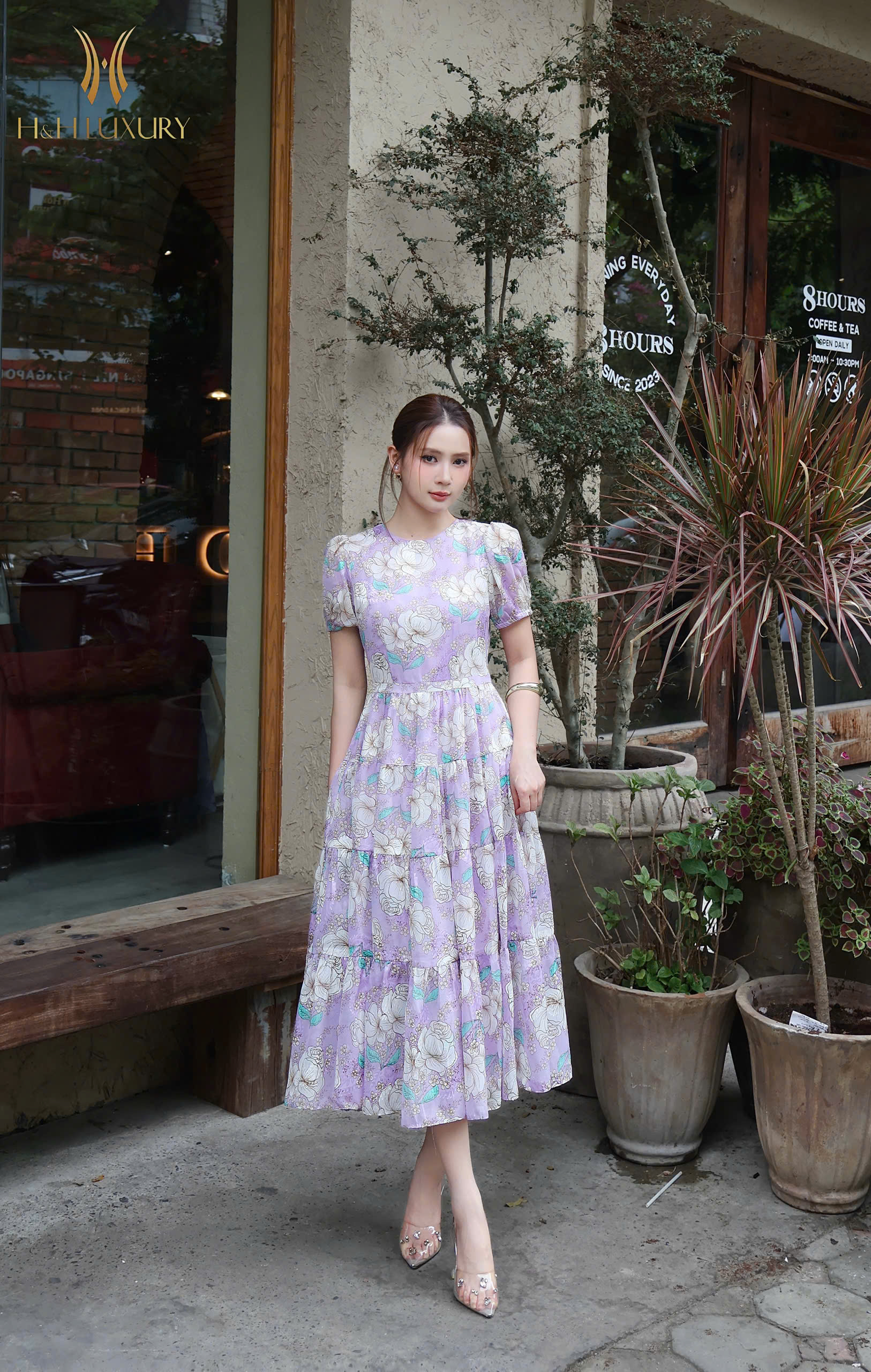 ĐẦM XÒE TƠ TÍM HOA ÉP