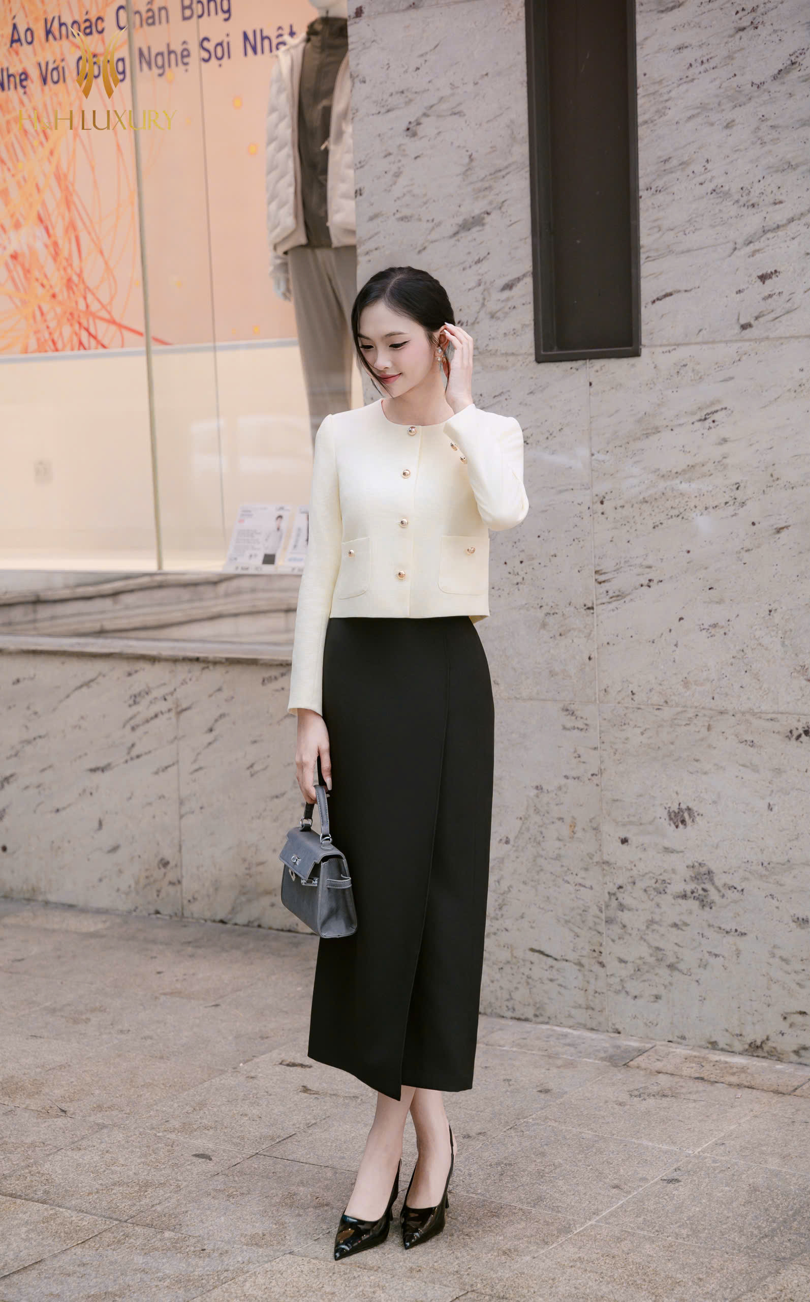 ÁO VEST KEM TWEED VỪA HAI TÚI