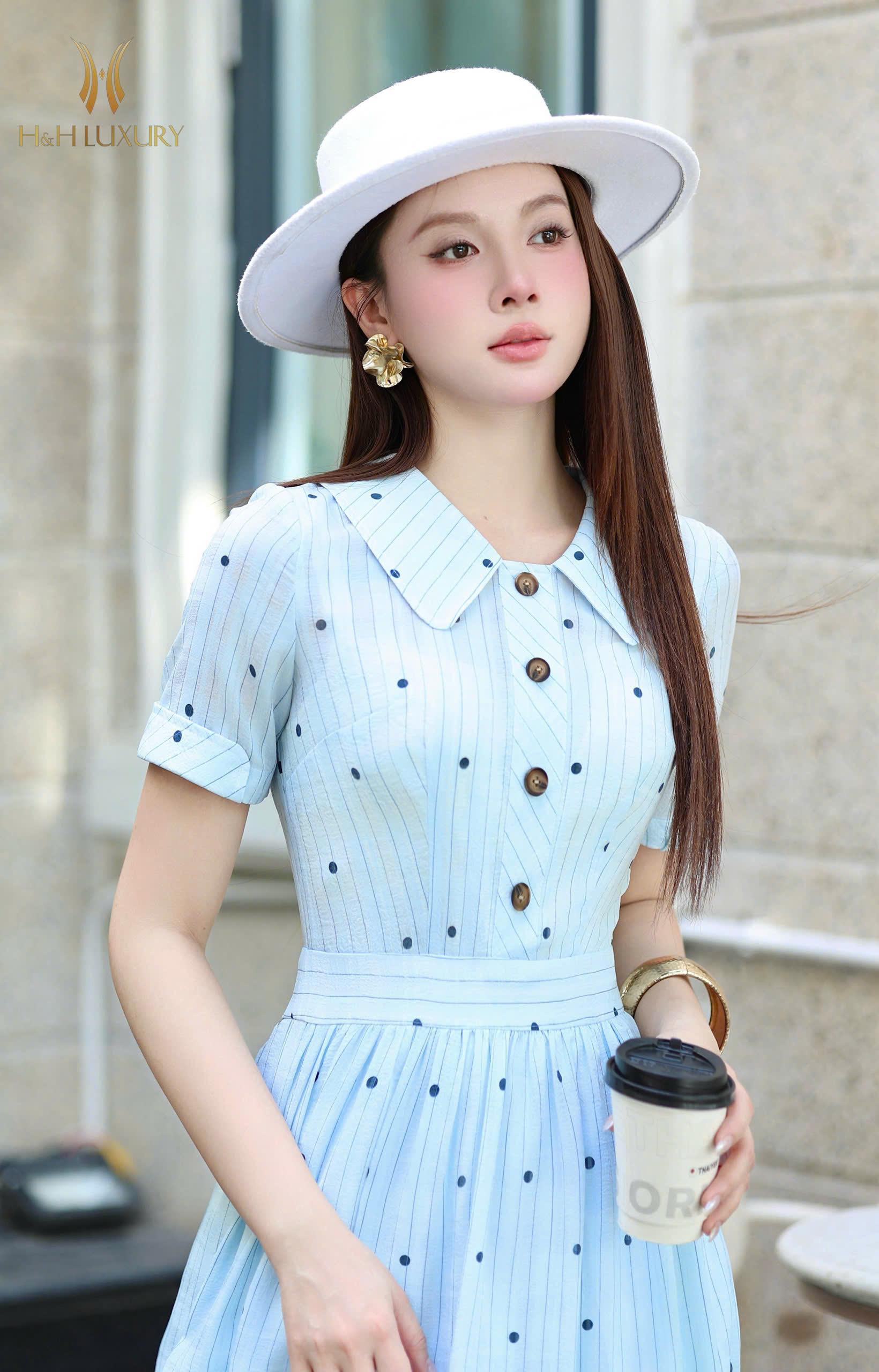 ĐẦM XANH MINT KẺ BI ĐÍNH CÚC