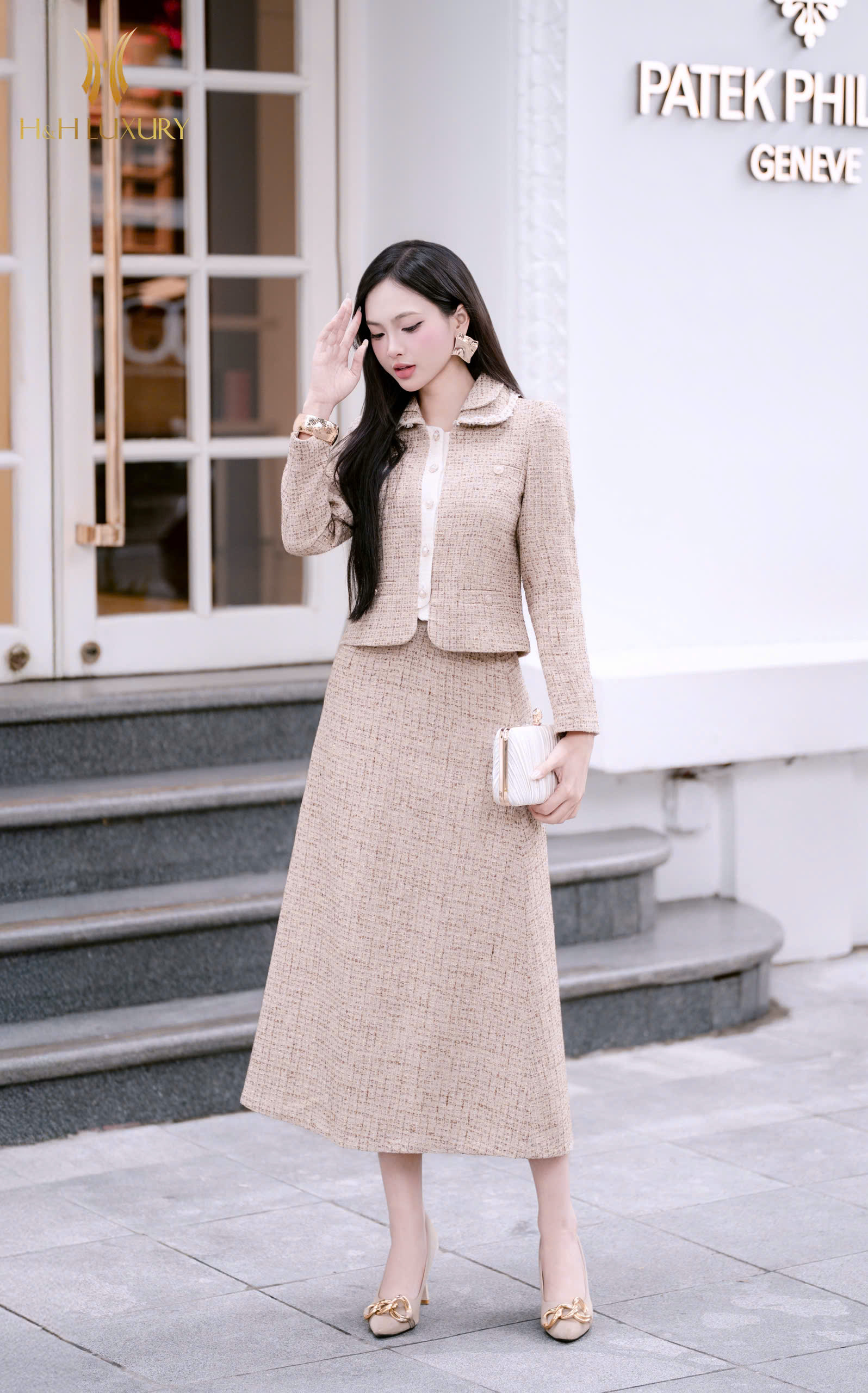 ÁO VEST DẠ TWEED BEIGE
