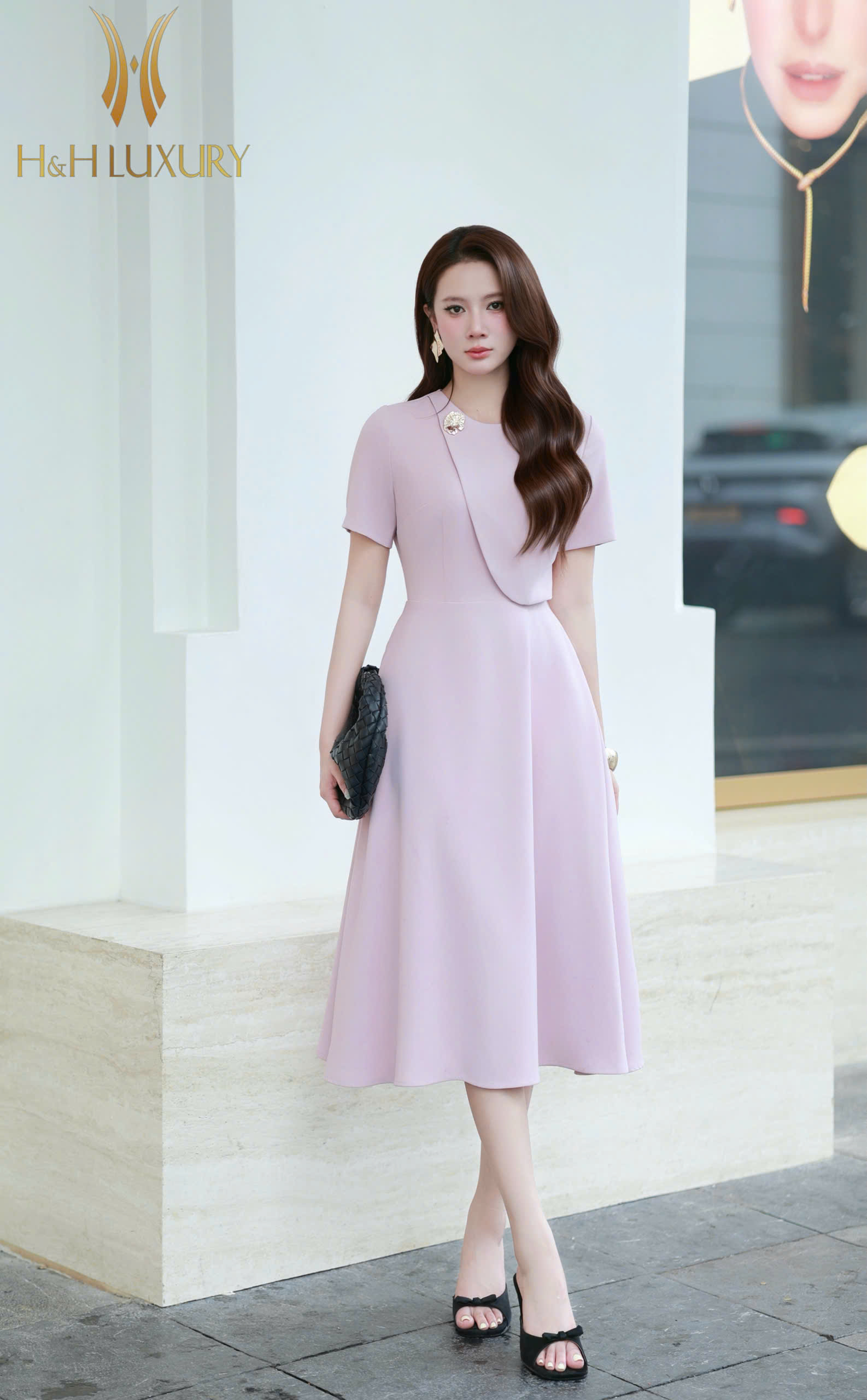 ĐẦM XÒE HỒNG PASTEL TÀ NGỰC