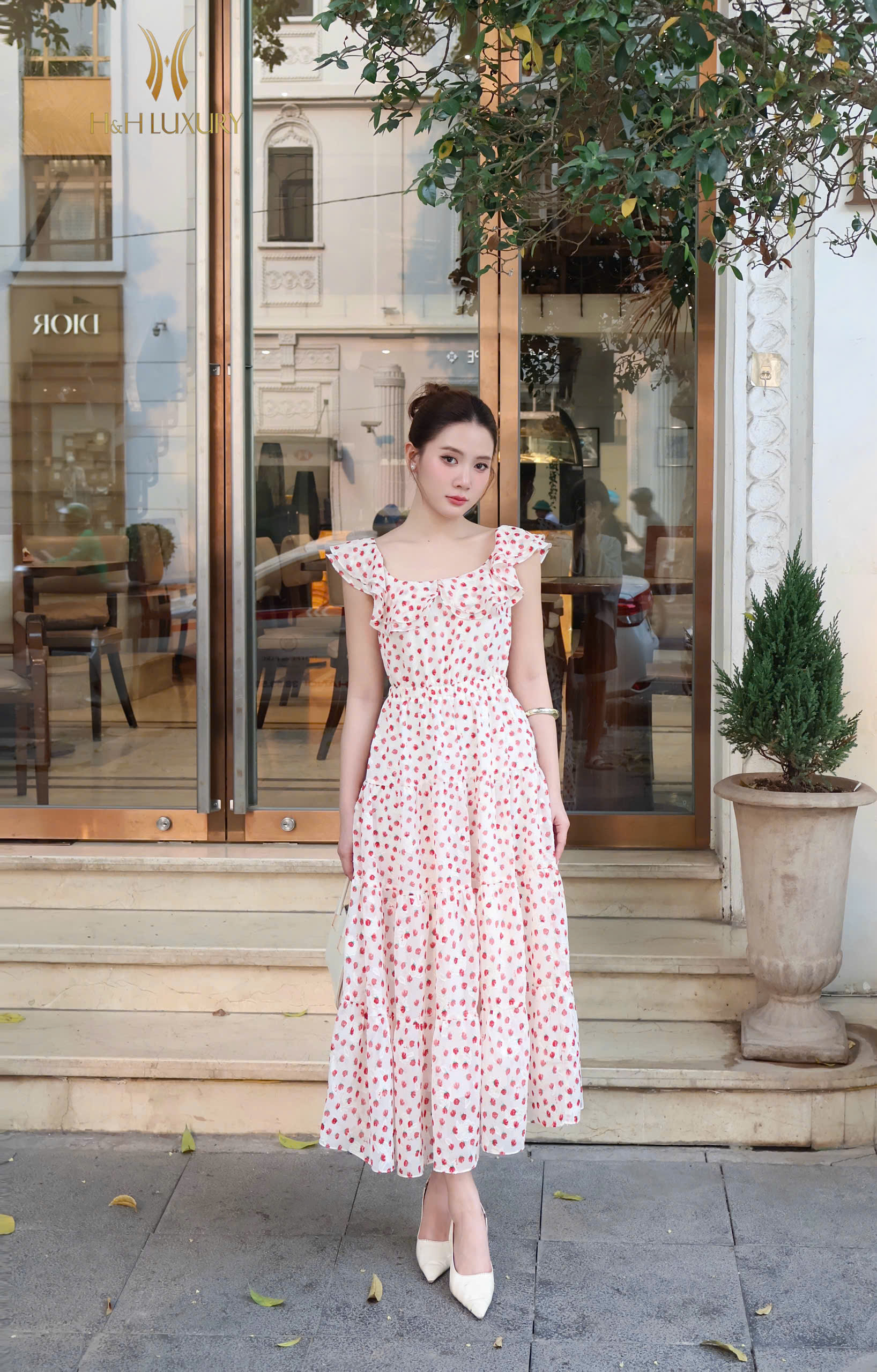 MAXI HOA NHÍ TƠ HOA ÉP TRẮNG