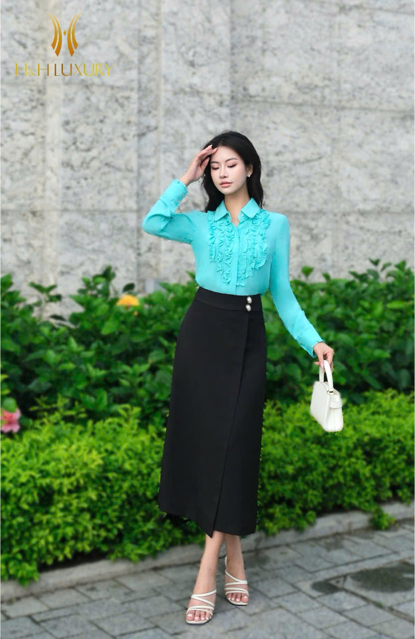 CHÂN VÁY ÔM A ĐEN CÚC EO