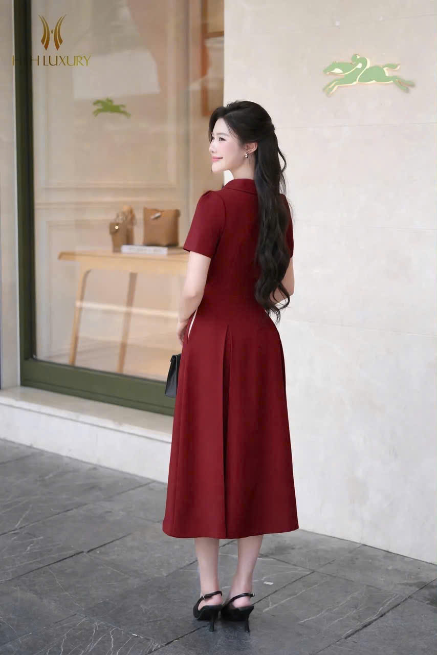 ĐẦM TÀ NGỰC ĐỎ ĐÔ ĐAI EO