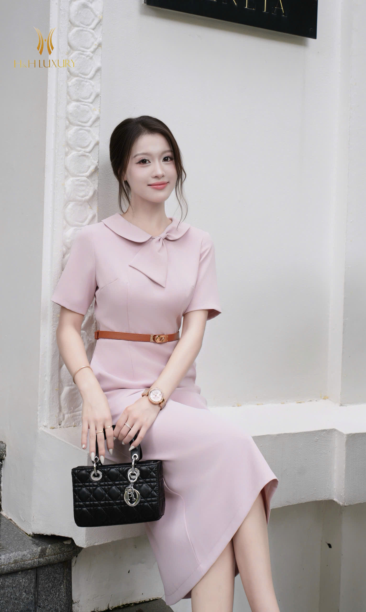 ĐẦM CỔ NƠ DÁNG A HỒNG PASTEL