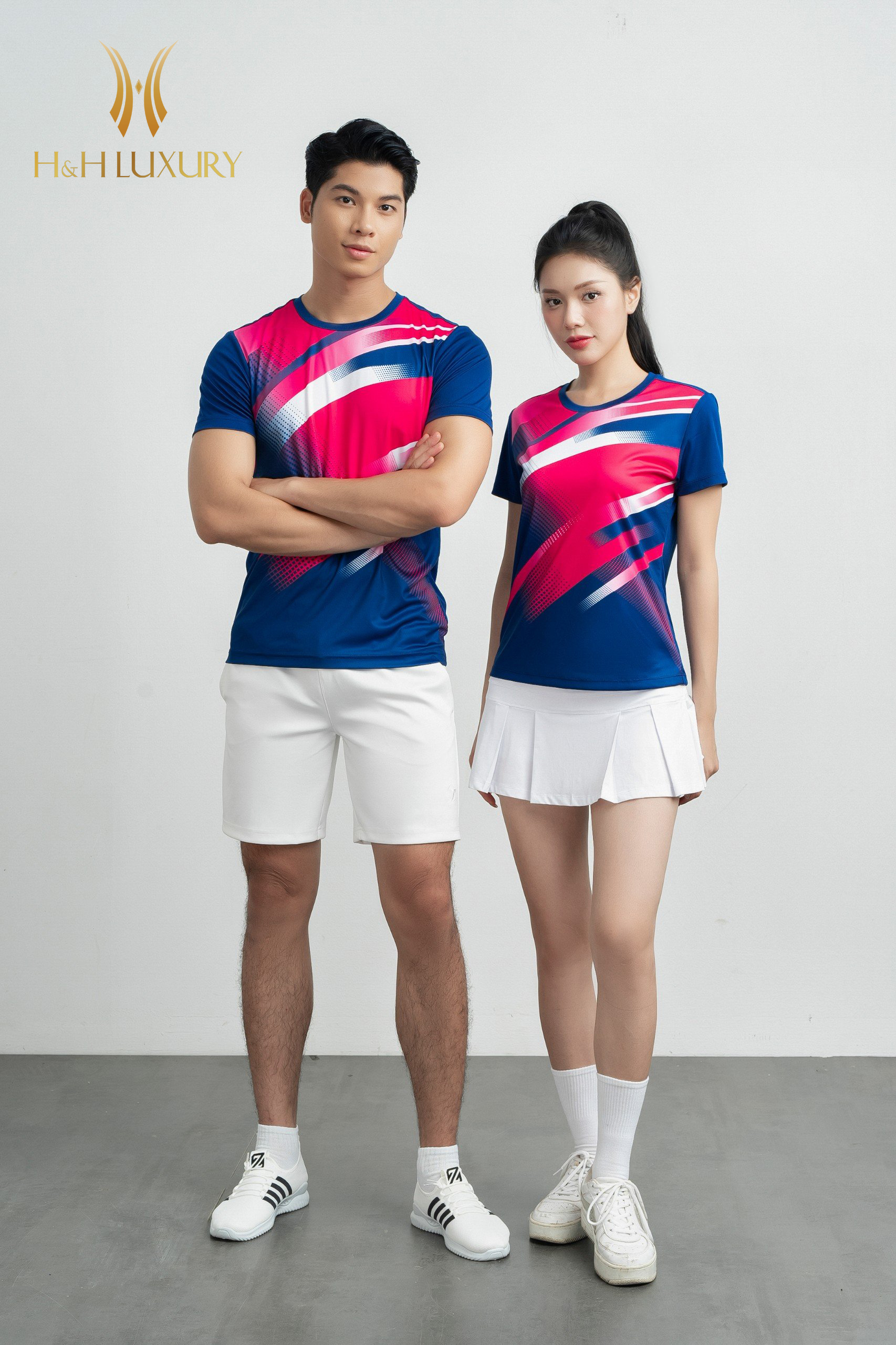 ÁO PRONING NAM MÀU NAVY PHỐI HỒNG IN CHUYỂN NHIỆT