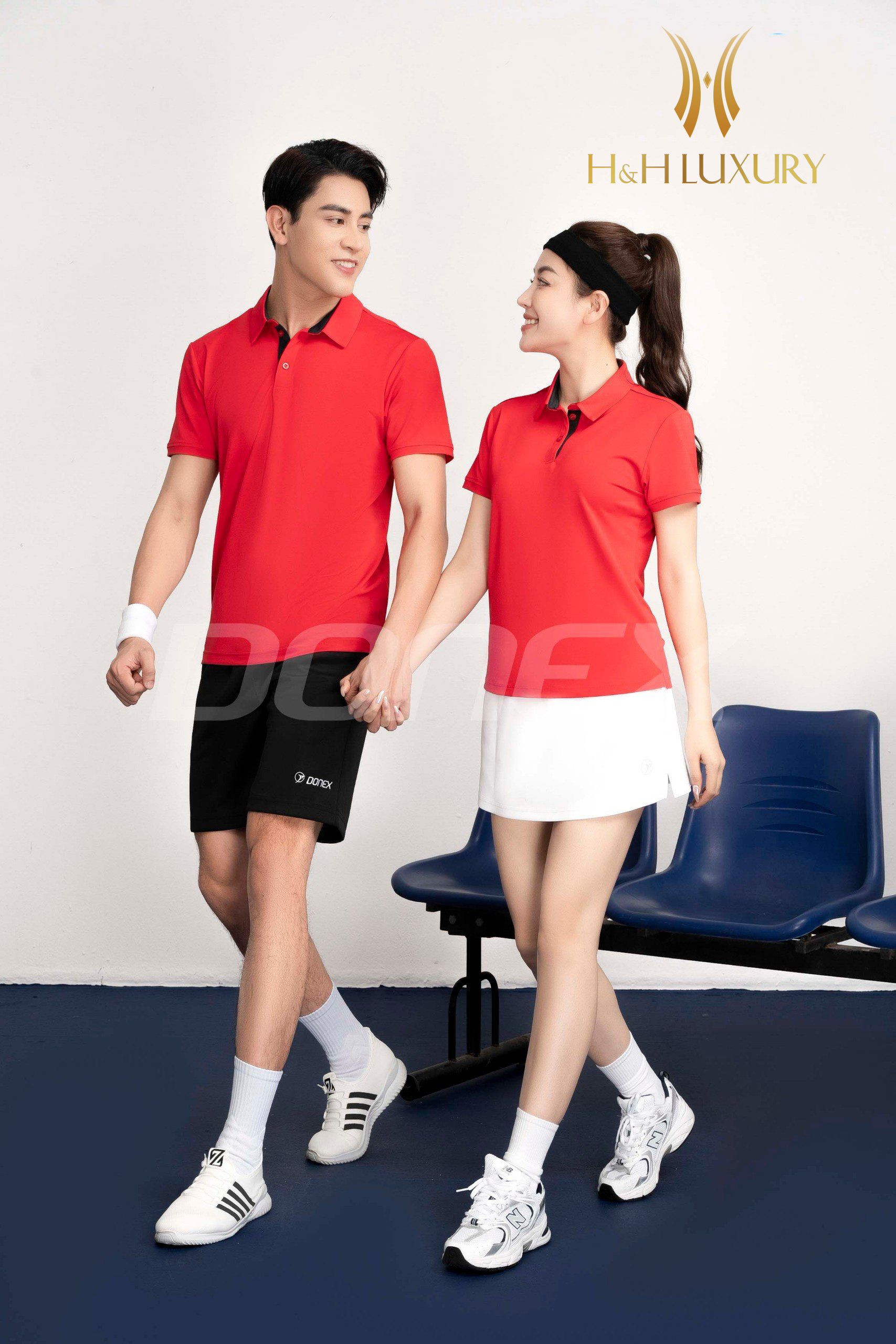 ÁO THỂ THAO NỮ ĐỎ PHỐI ĐEN