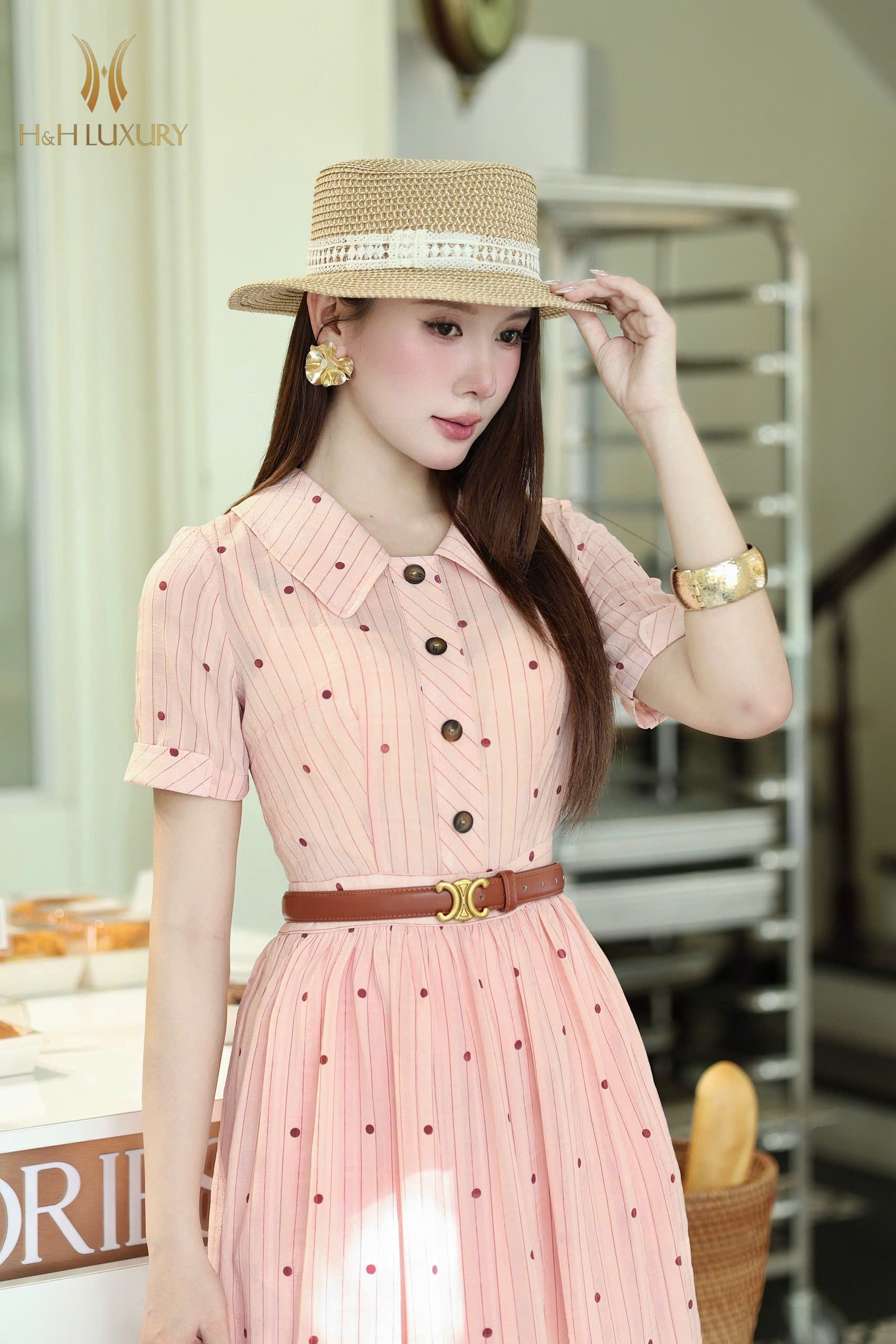 ĐẦM HỒNG KẺ BI ĐÍNH CÚC