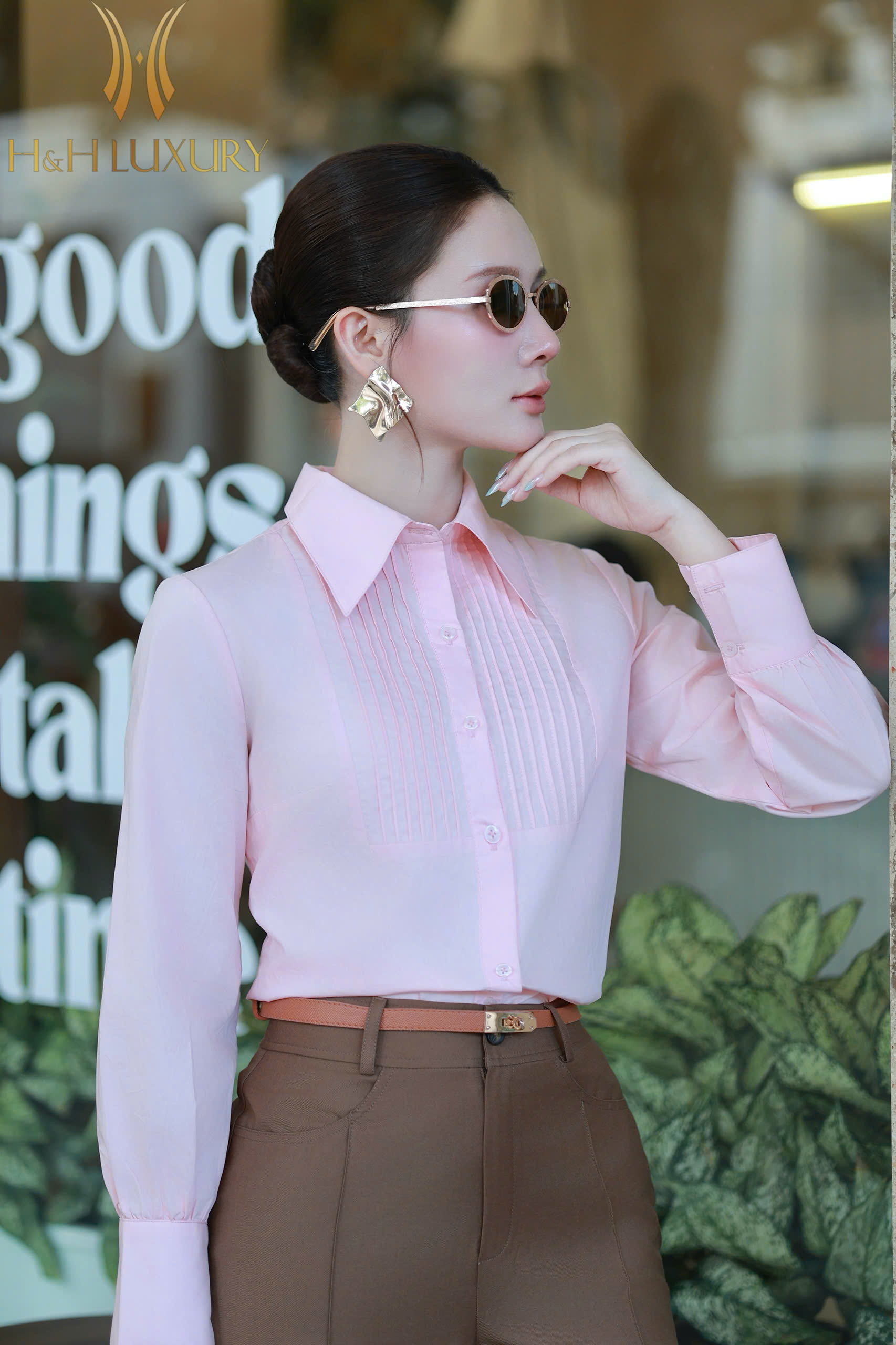 ÁO SƠ MI HỒNG BAMBO SỢI TRE