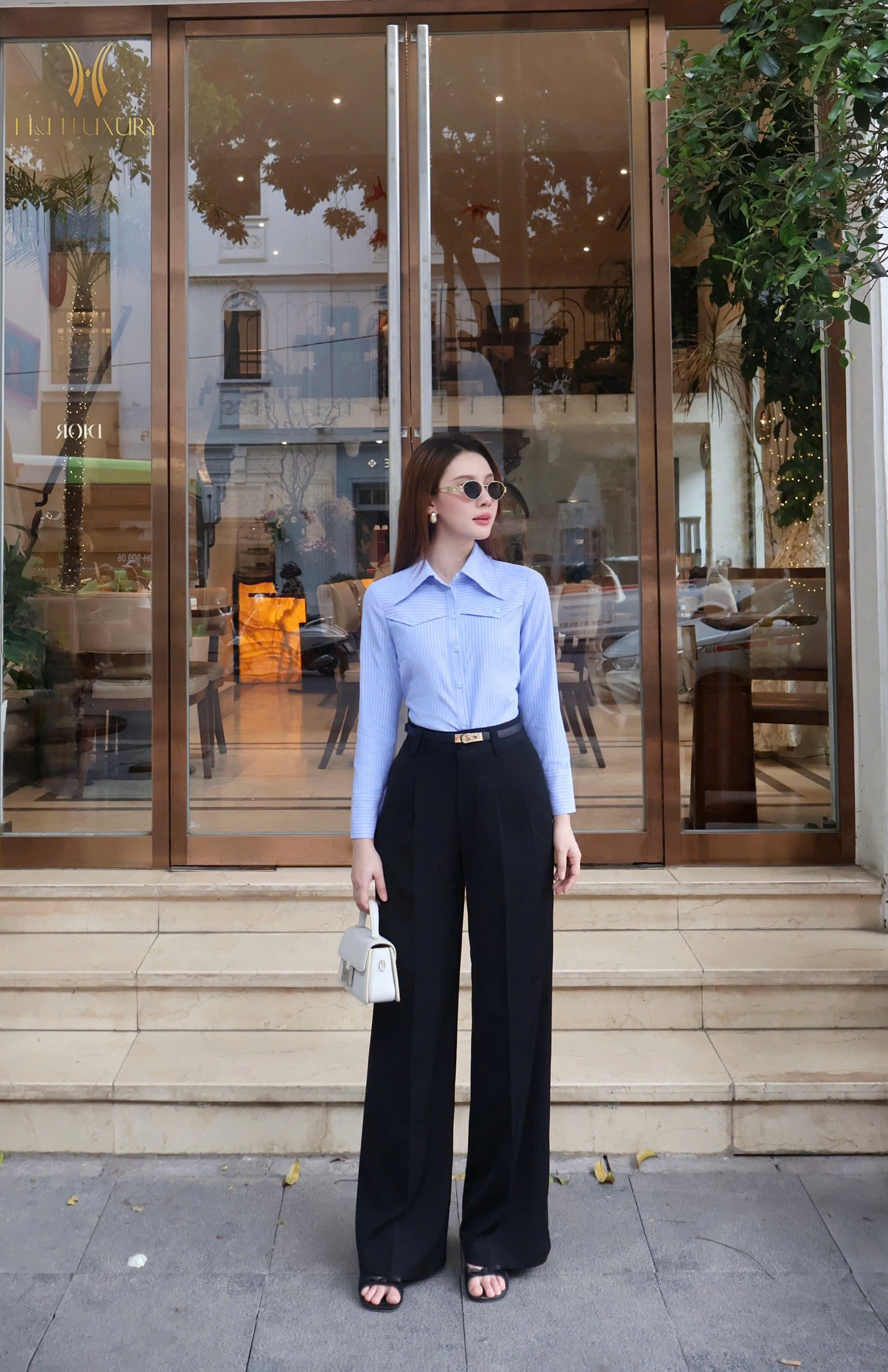 SƠ MI KẺ XANH MINT CỔ ĐỨC