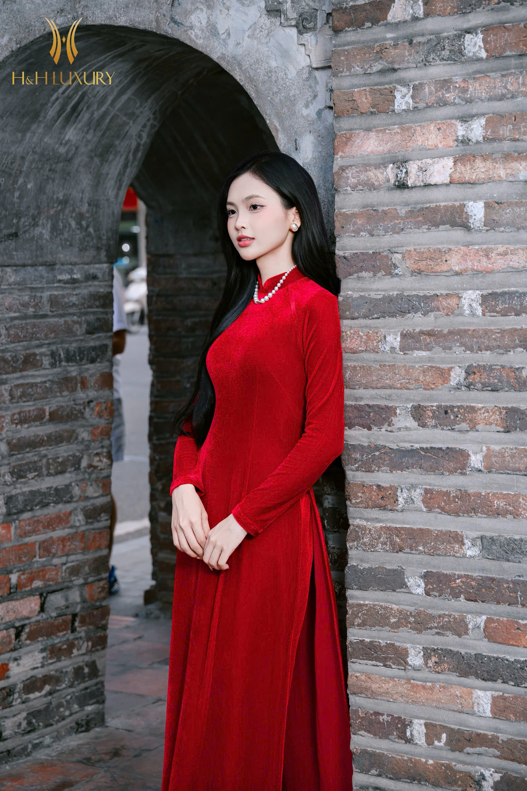 ÁO DÀI NHUNG ĐỎ