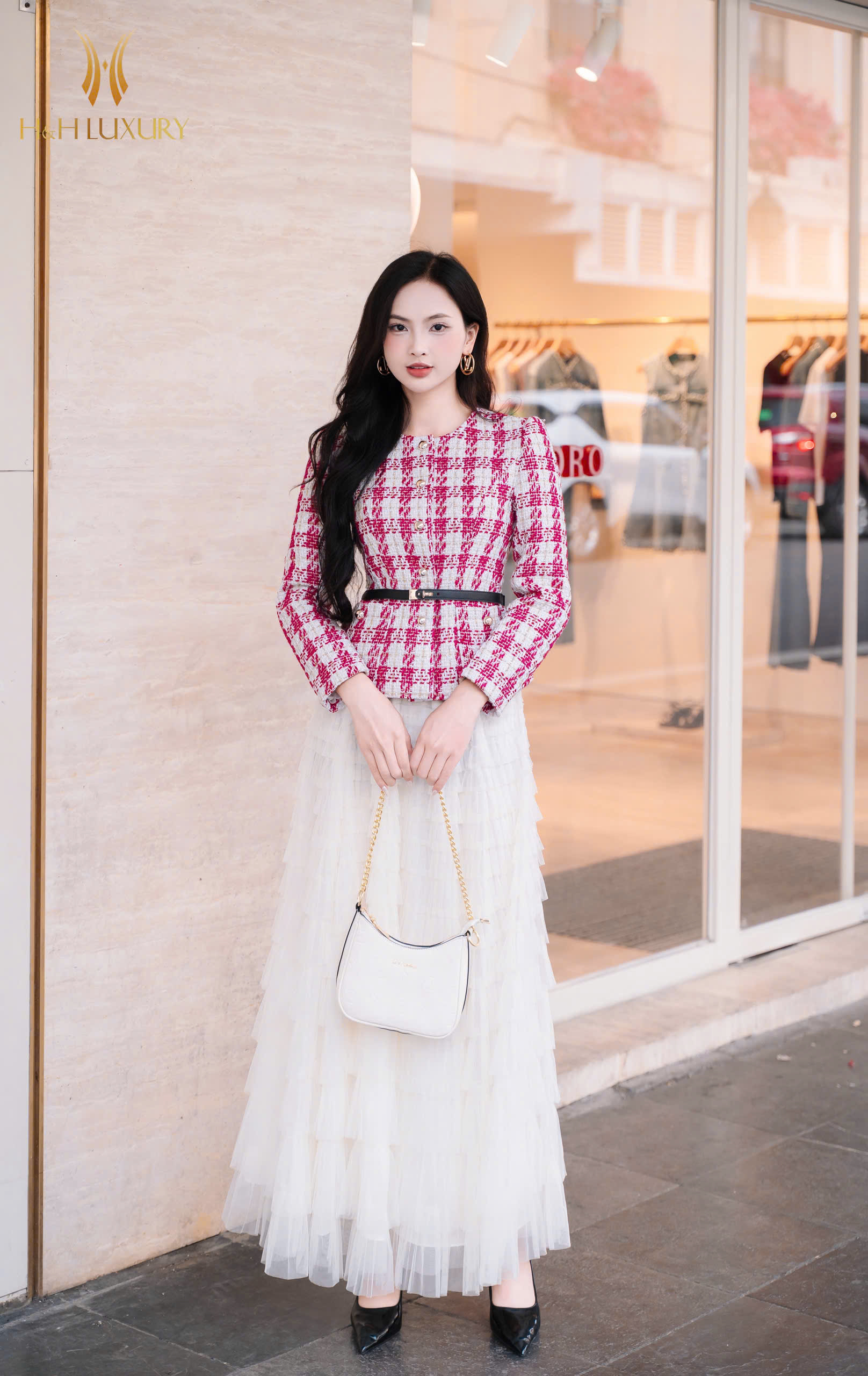 ÁO DẠ TWEED HỒNG FUCHSIA