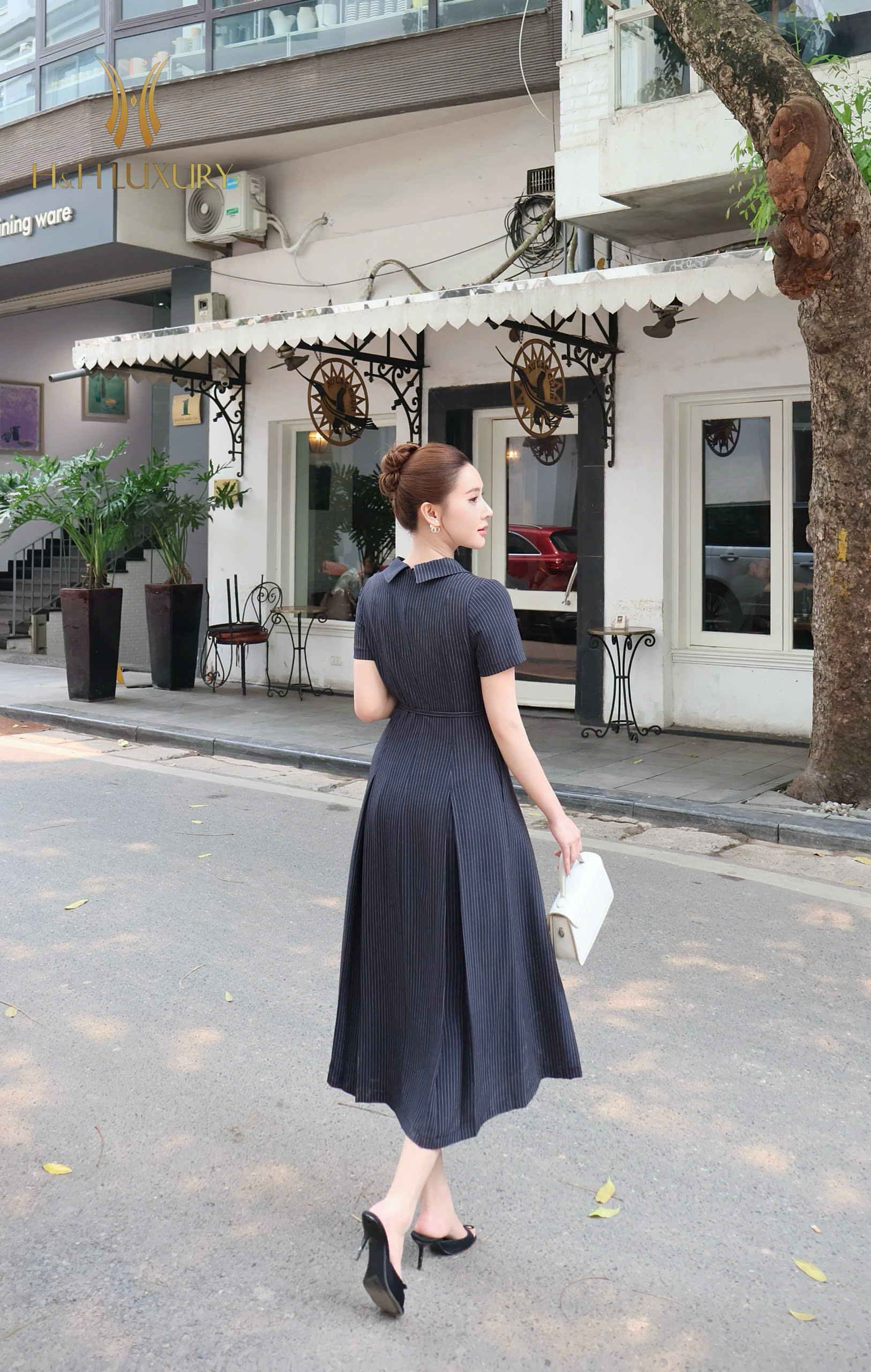 ĐẦM KẺ XANH NAVY CÚC BỌC