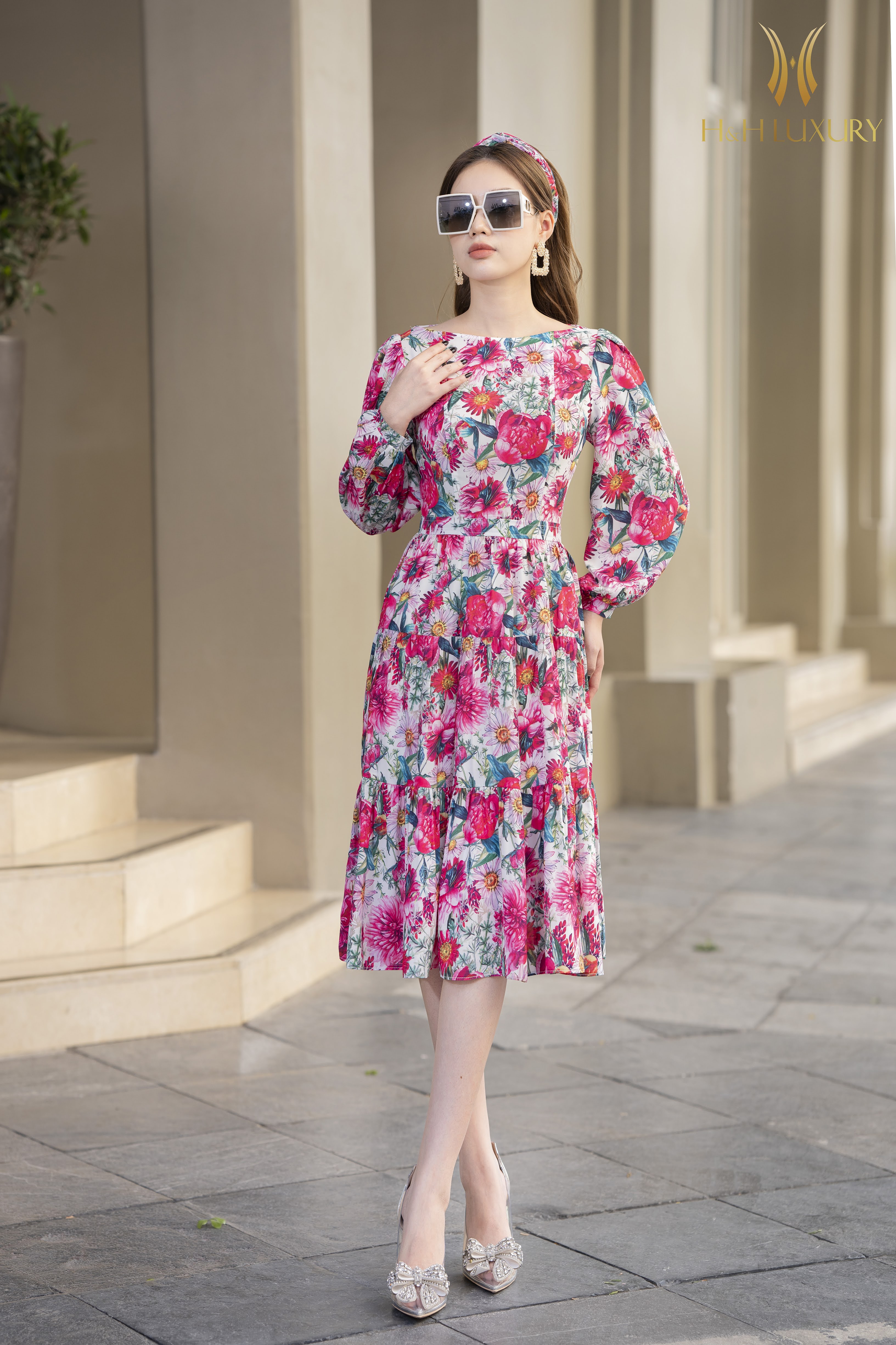 Đầm Baby Rose Hoa Tay Dài Phong Cách Công Chúa - Váy Nữ Cổ Vuông Tay Bồng  Dáng Xòe 3 Tầng Bánh Bèo Tiểu Thư Lola VietNam - Váy Fashion