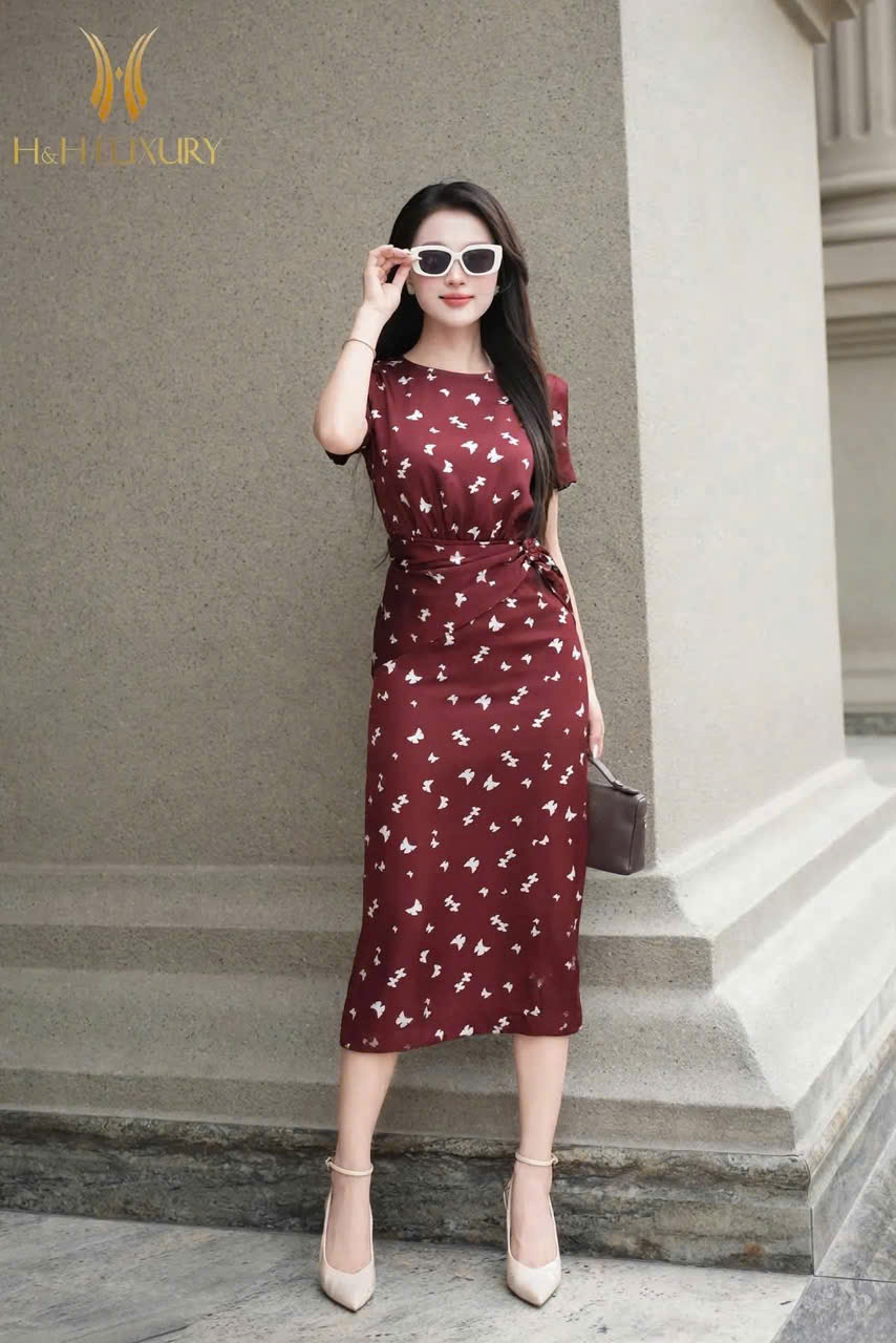 ĐẦM BÚT CHÌ SUÔNG ĐỎ BURGUNDY