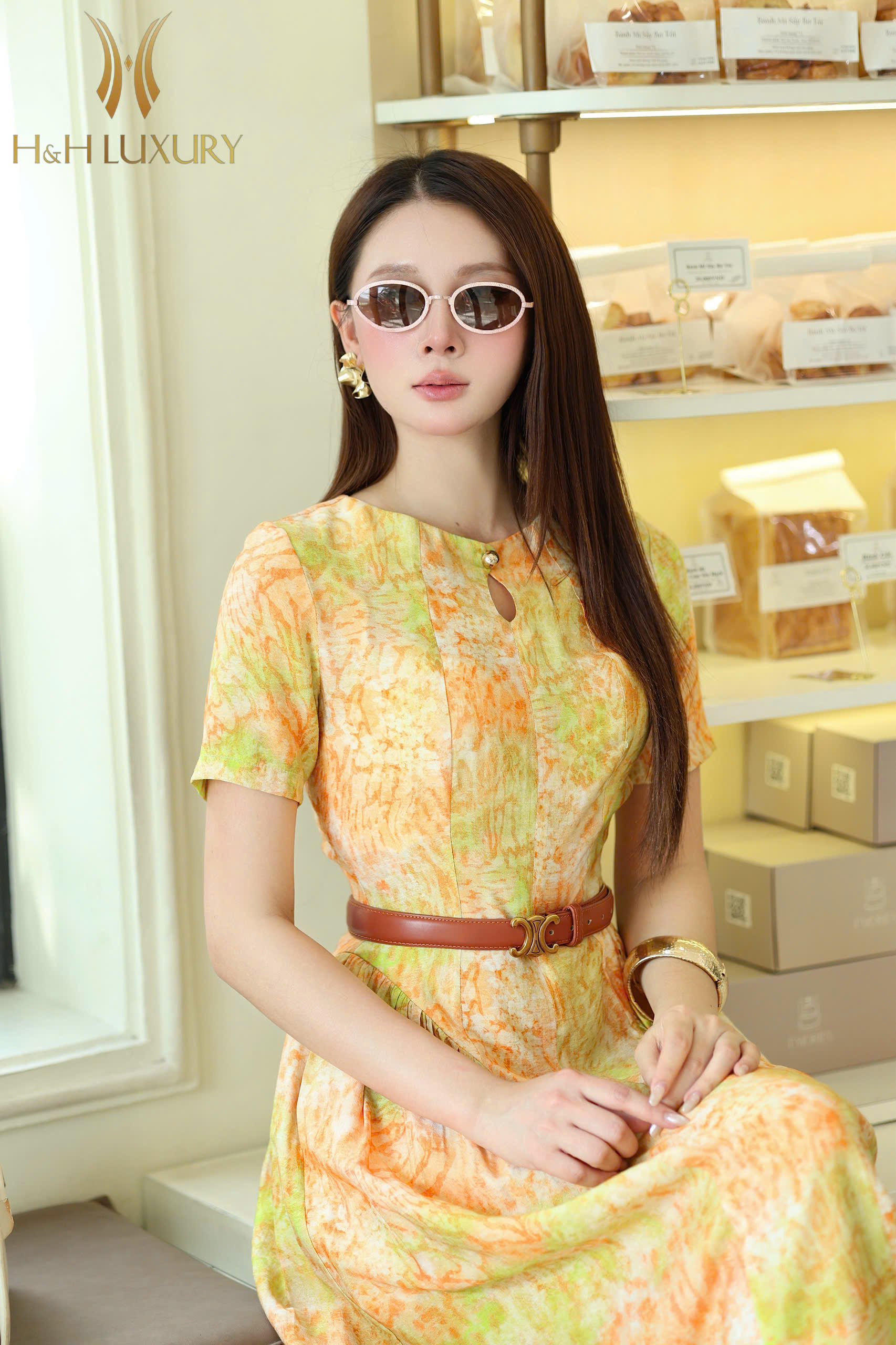 ĐẦM LINEN ĐŨI TRÚC CỐM CAM