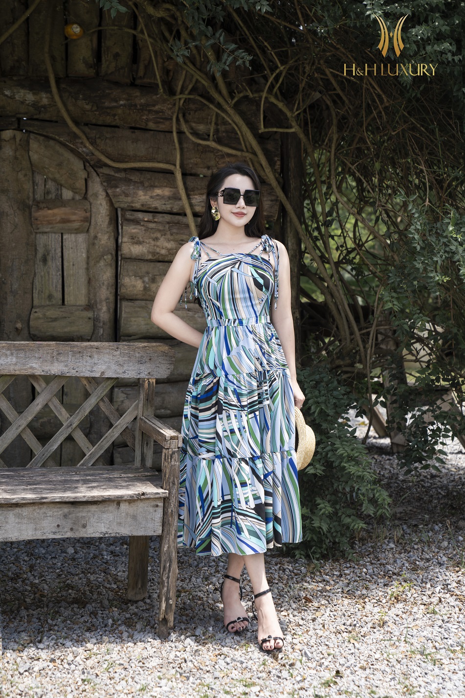 ĐẦM MAXI HỌA TIẾT LÁ 3D