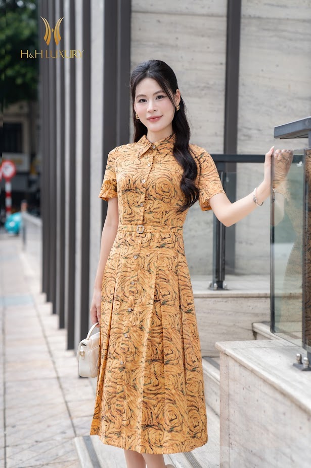 ĐẦM LỤA CỔ ĐỨC HỌA TIẾT