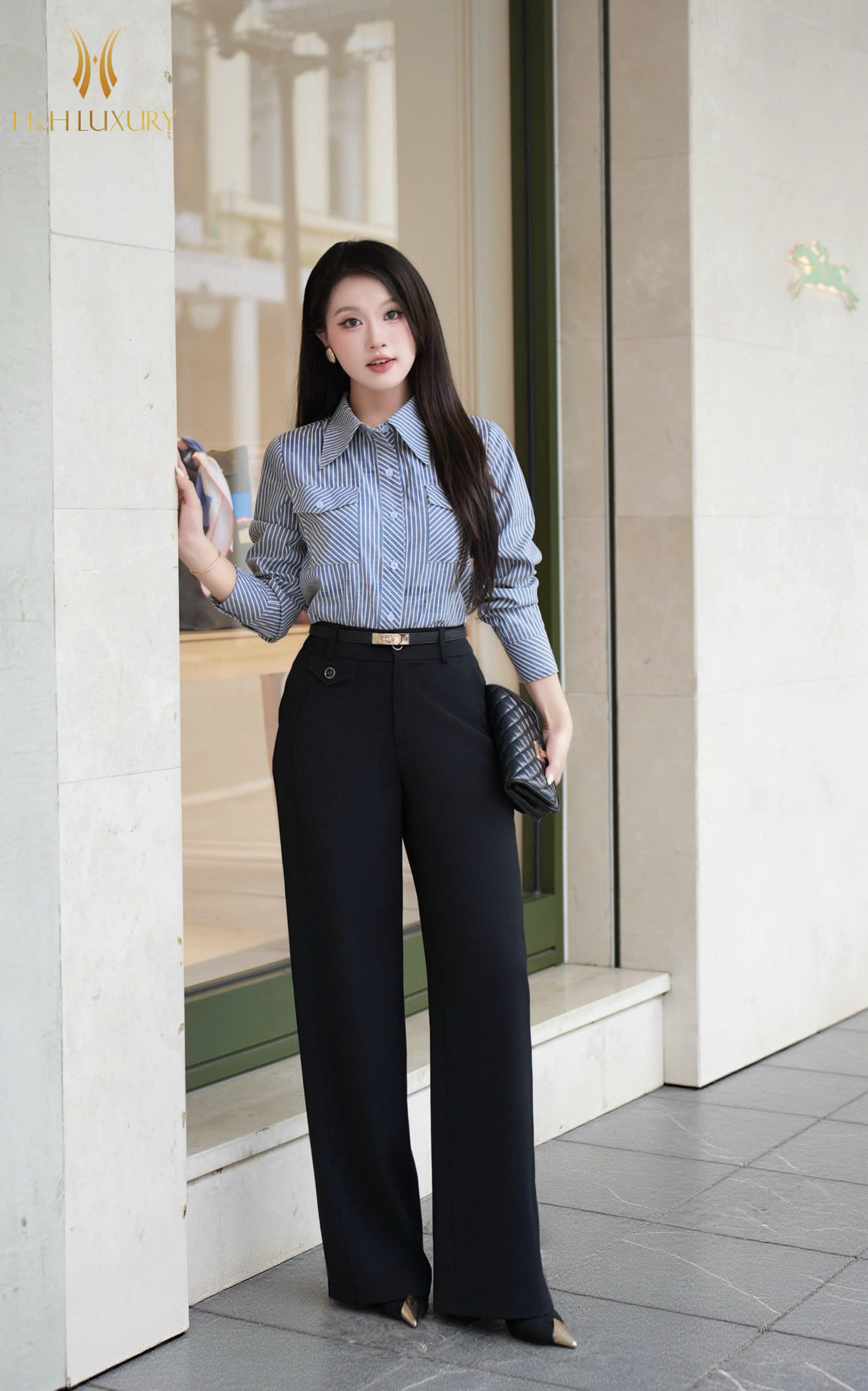 SƠ MI KẺ XANH JEAN TÚI NGỰC
