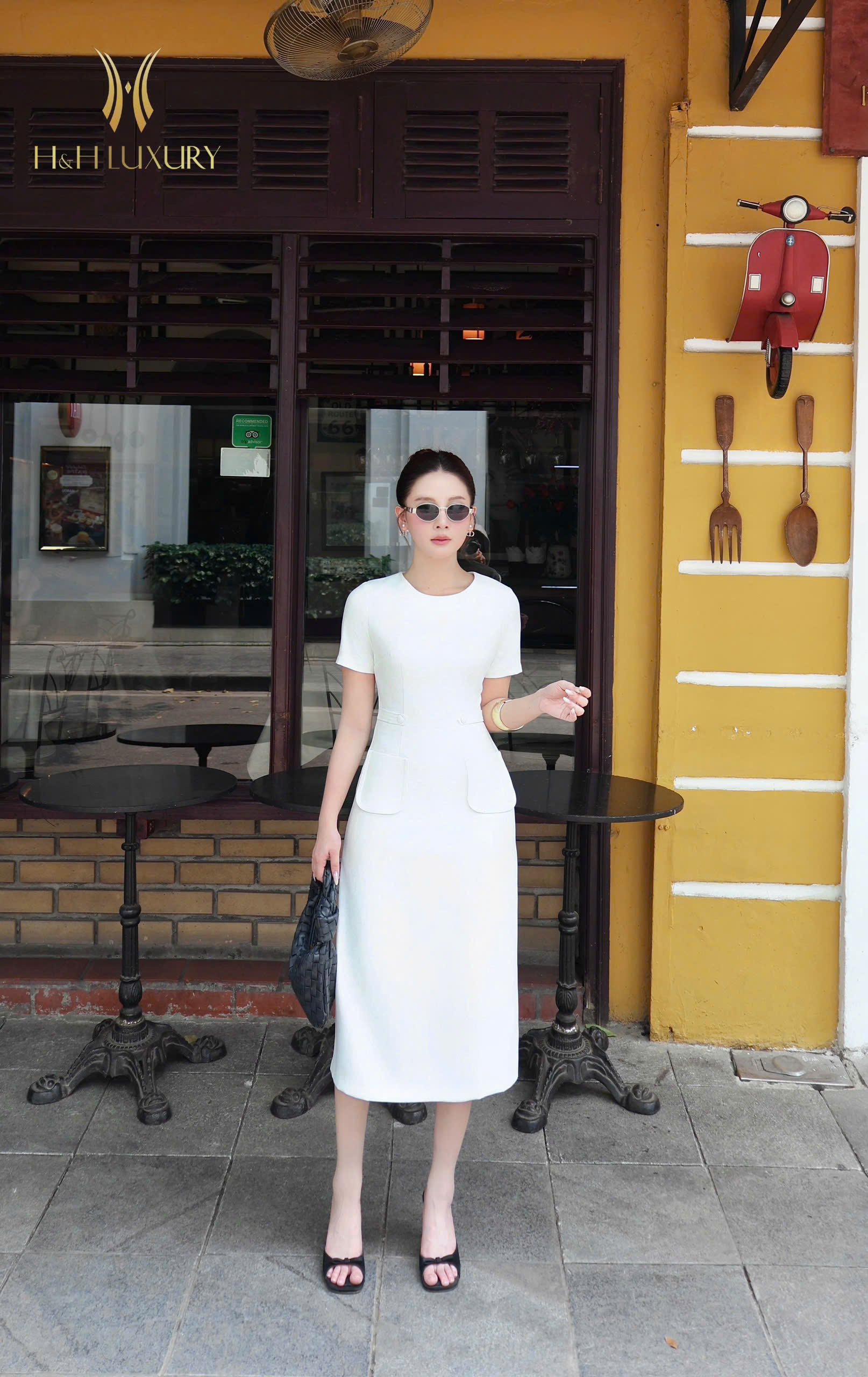 ĐẦM TRẮNG ÔM A CÚC EO HAI TÚI