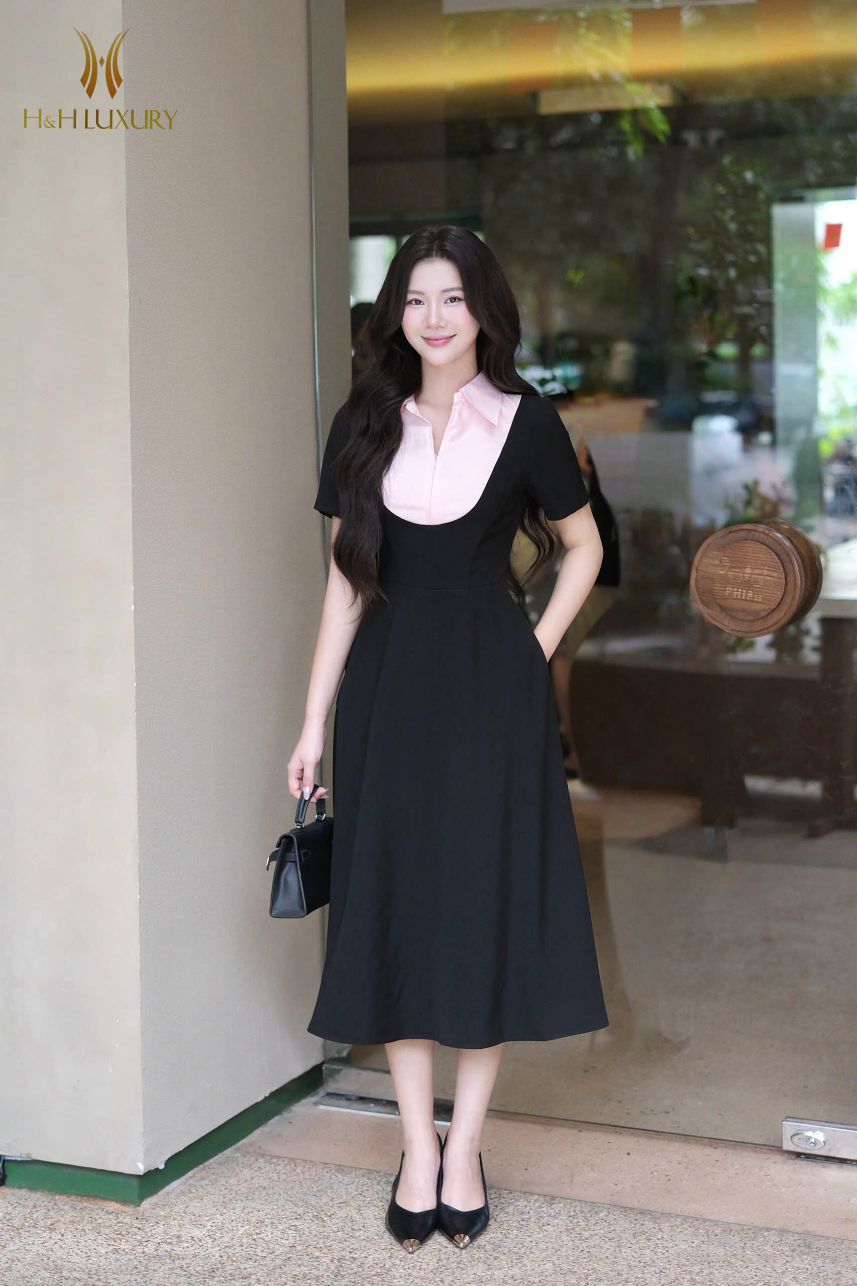 ĐẦM XÒE ĐEN PHỐI TẰM HỒNG