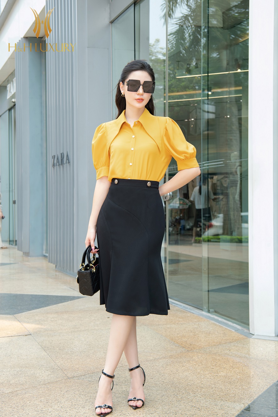 ÁO SƠ MI LỤA VÀNG