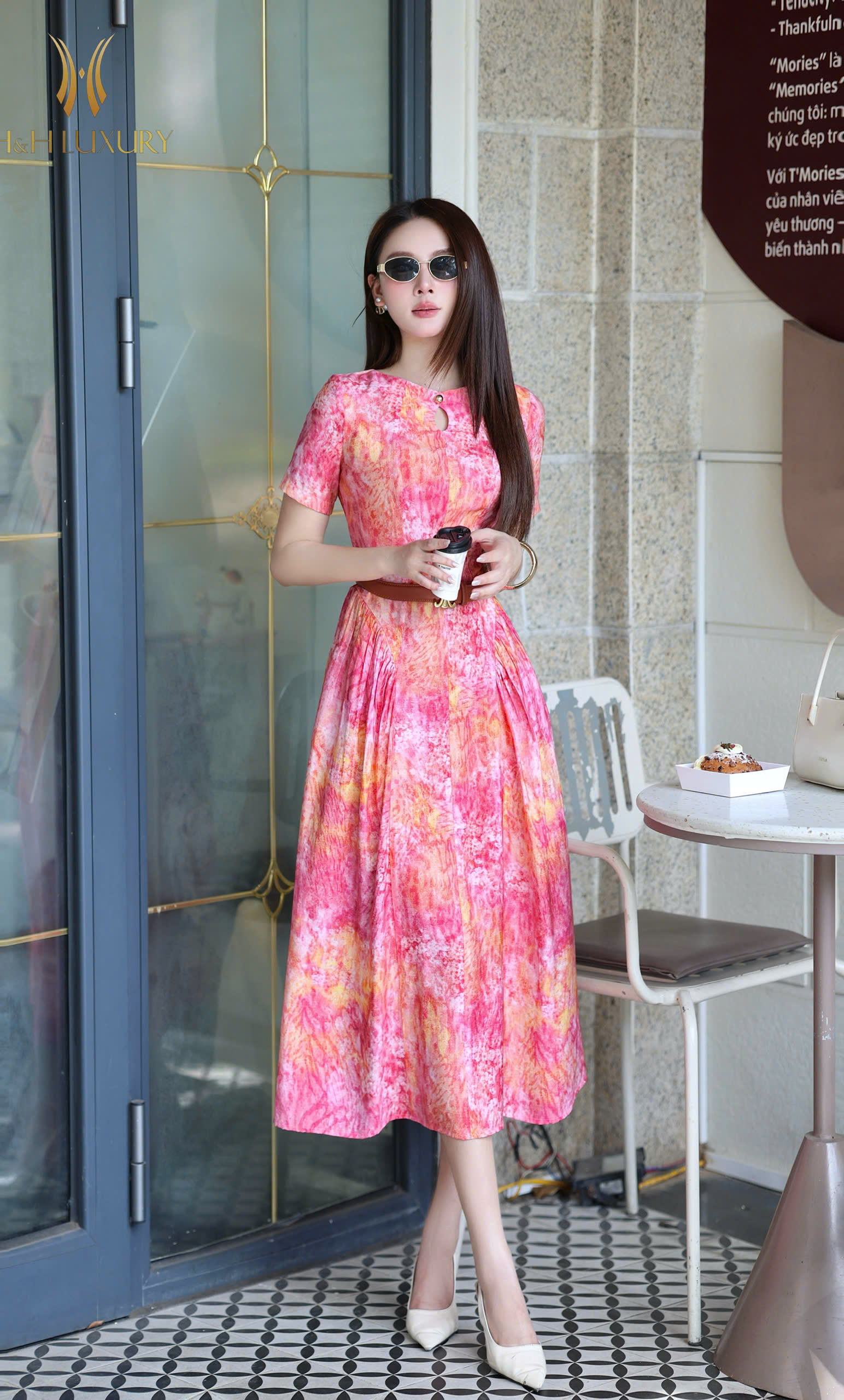 ĐẦM LINEN ĐŨI TRÚC HỒNG FUCHSIA