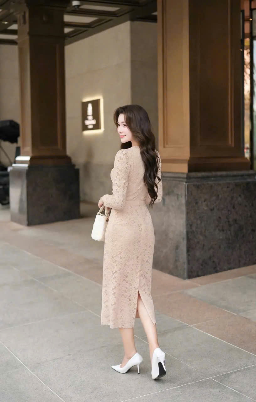 ĐẦM REN BÚT CHÌ SUÔNG NÂU TÂY