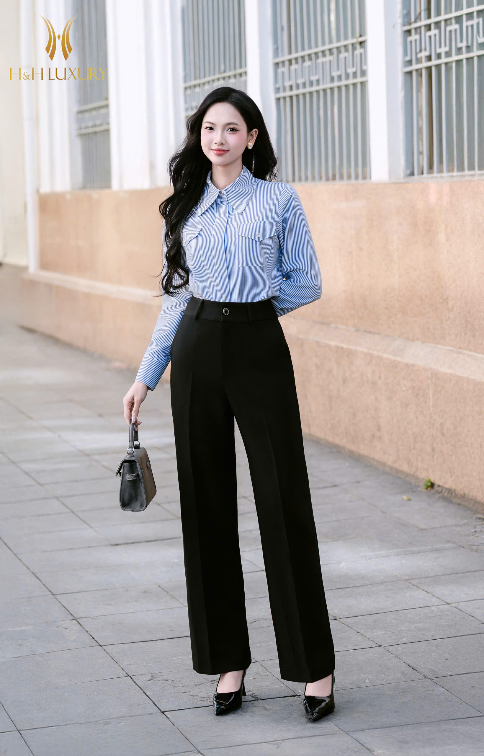 ÁO SƠ MI KẺ XANH HAI TÚI NGỰC