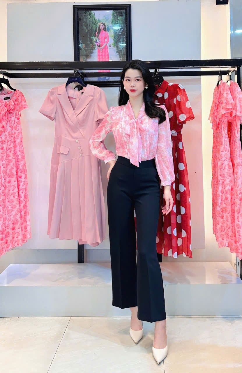 ÁO SƠ MI TƠ HỒNG NƠ CỔ