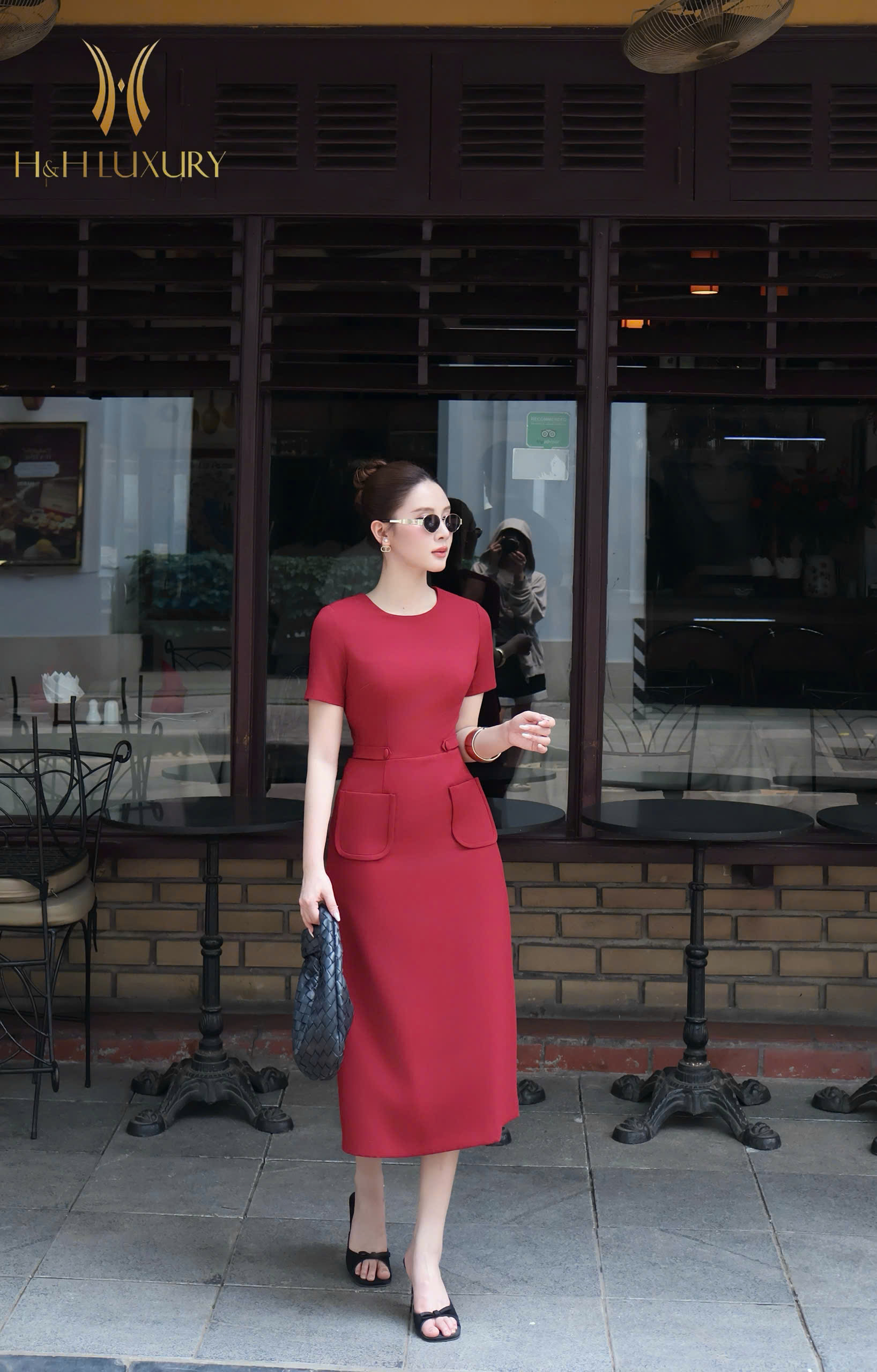 ĐẦM ĐỎ ÔM A CÚC EO HAI TÚI