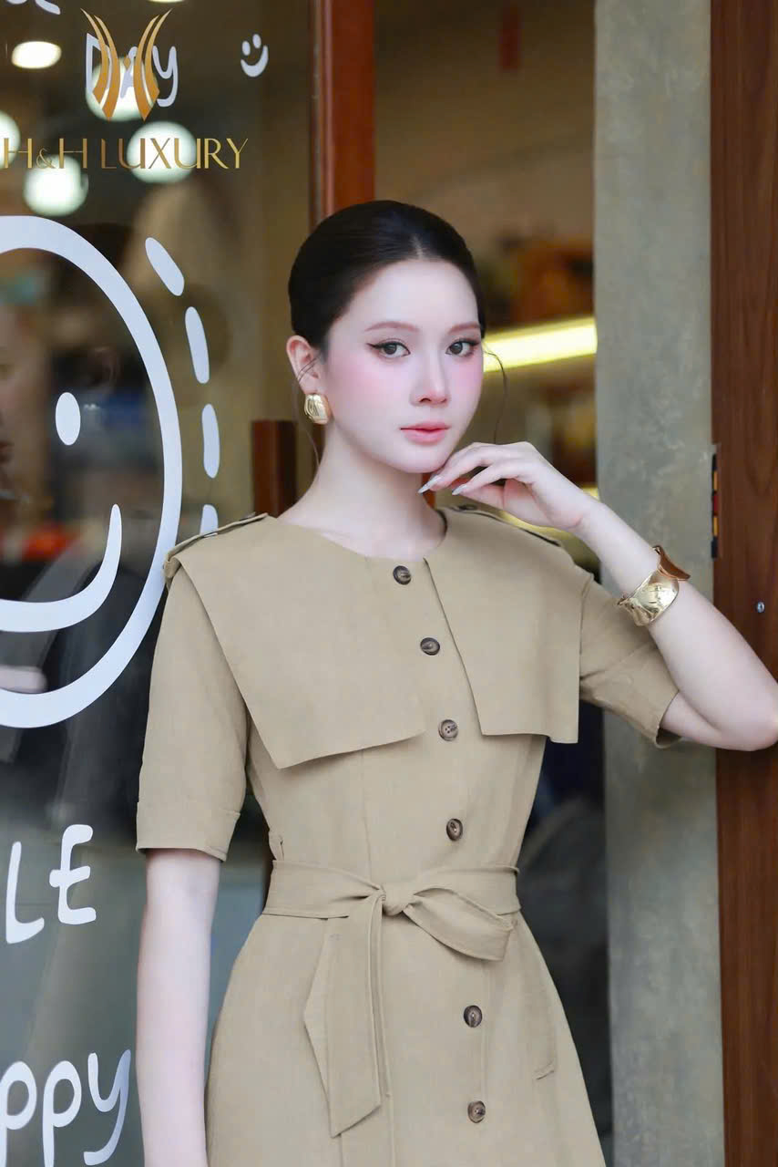 ĐẦM TÀ NGỰC KAKI LỤA VÀNG CÁT
