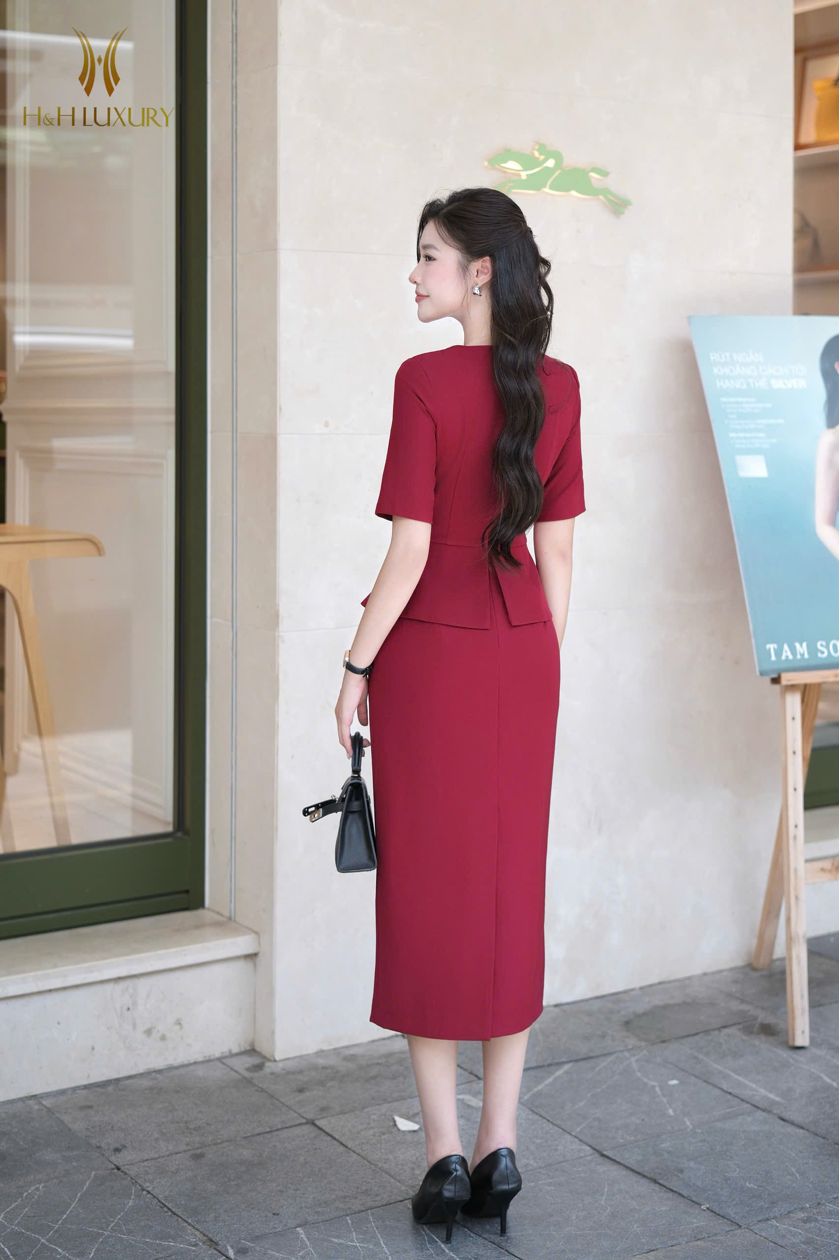 ĐẦM BÚT CHÌ PEPLUM ĐAI EO