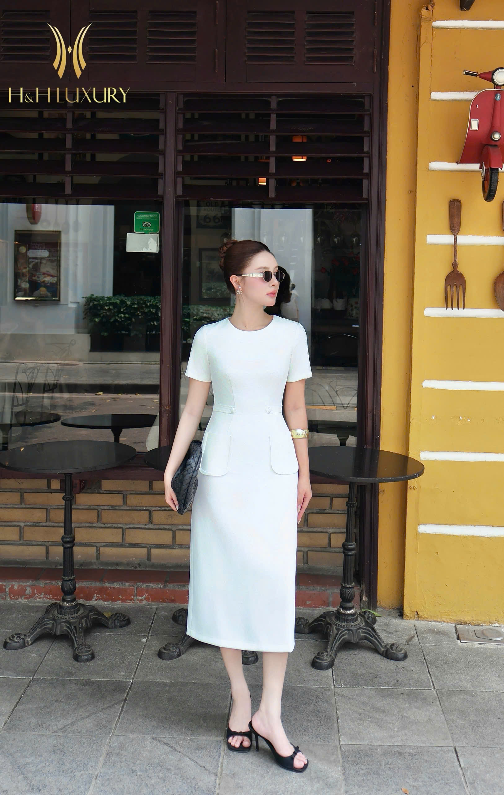 ĐẦM TRẮNG ÔM A CÚC EO HAI TÚI