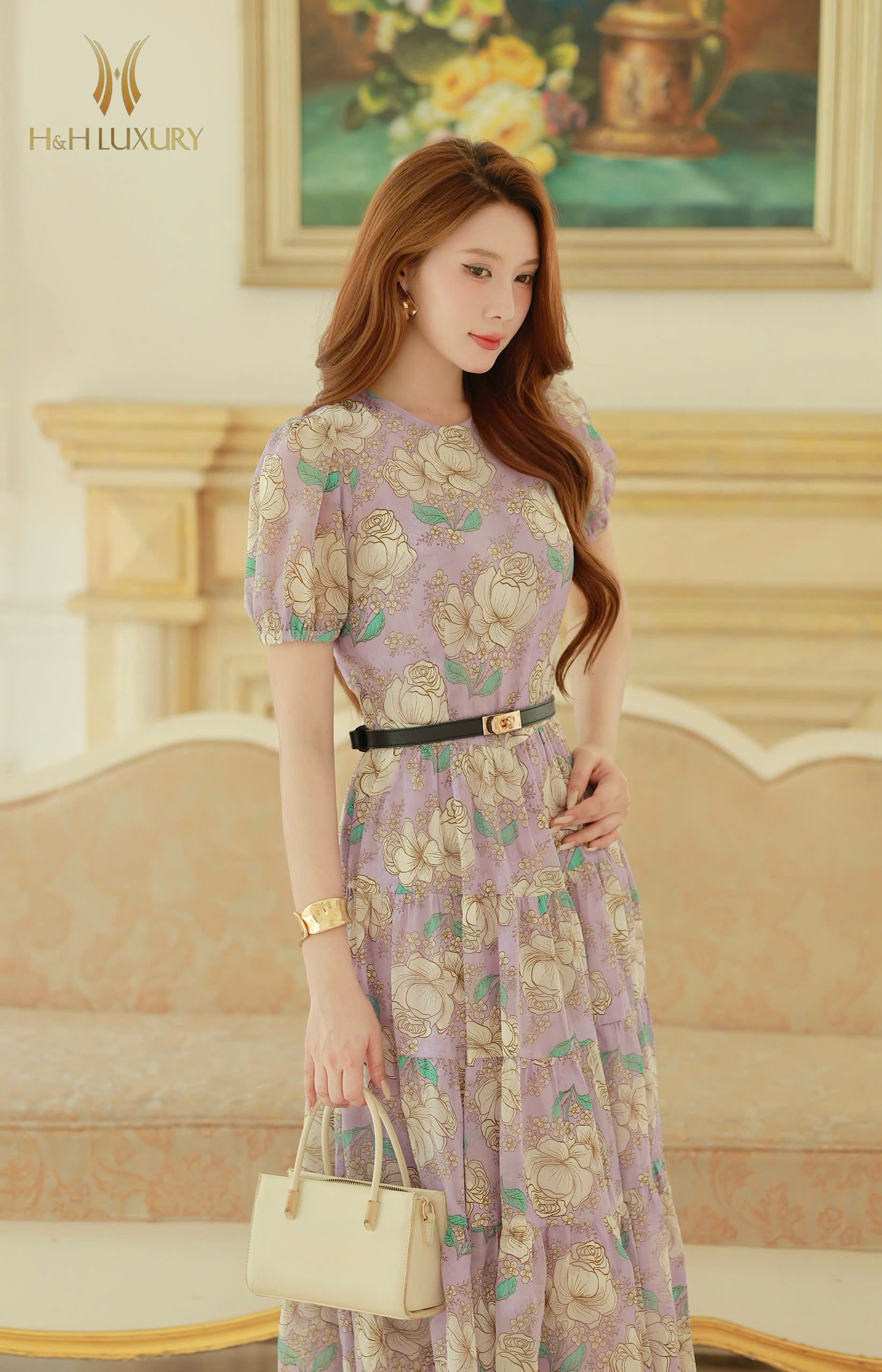 ĐẦM XÒE TƠ TÍM HOA ÉP