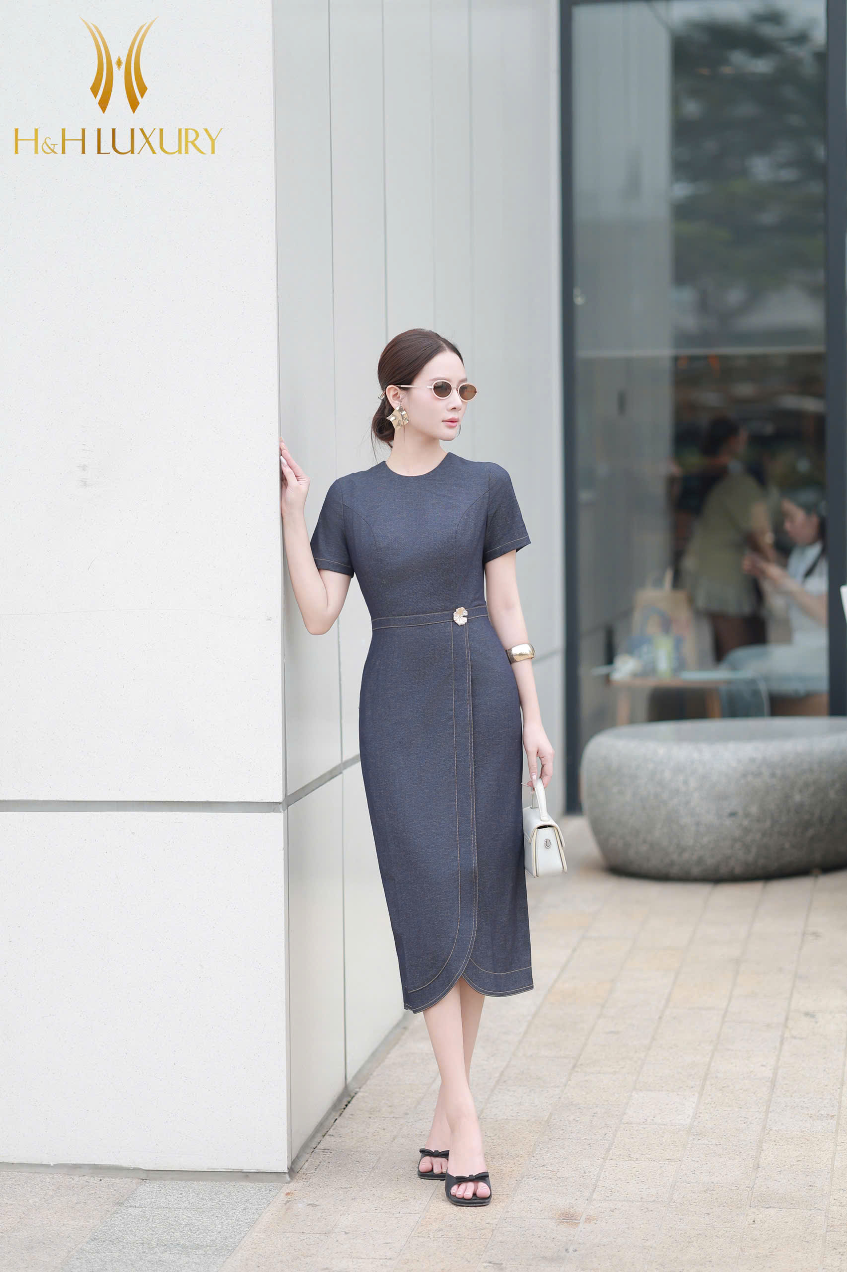 ĐẦM BÚT CHÌ SUÔNG XANH NAVY ĐÍNH CHARM