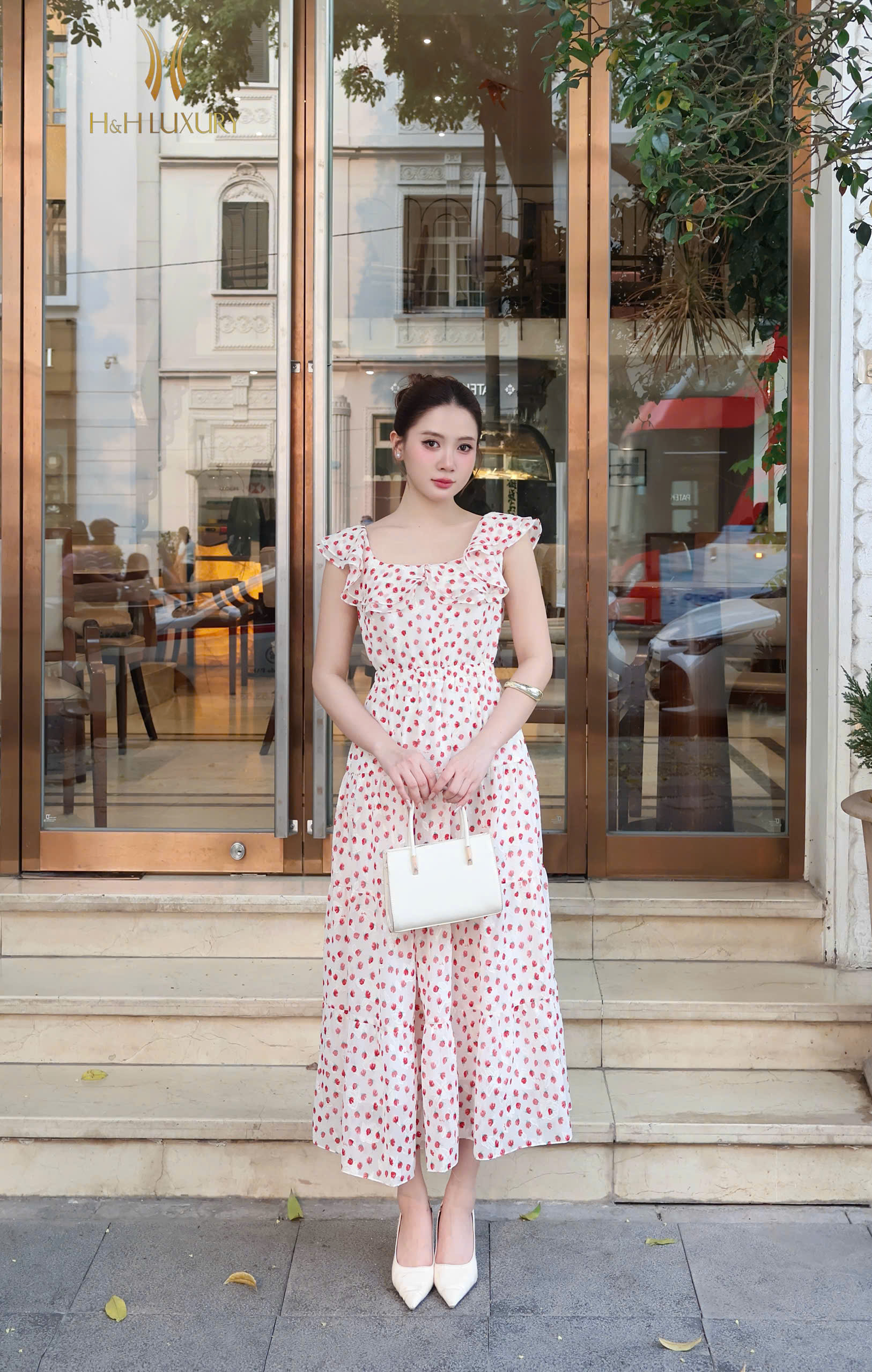 MAXI HOA NHÍ TƠ HOA ÉP TRẮNG