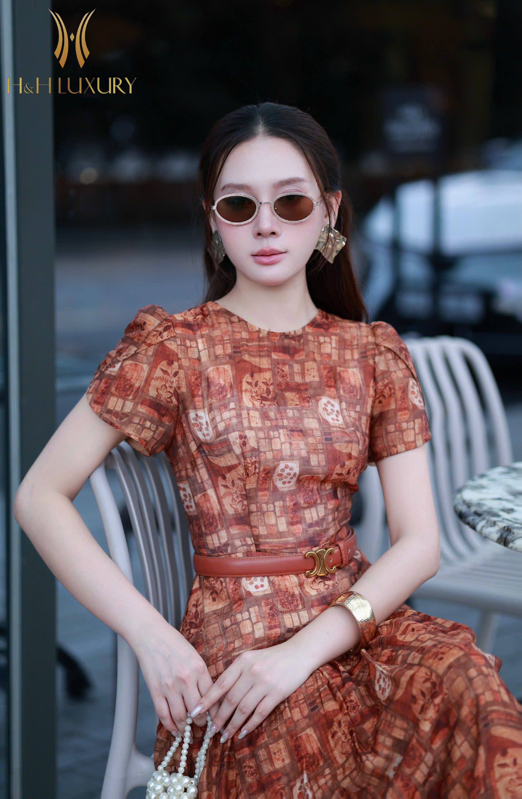 ĐẦM TẰM NÂU TÂY TAY CÁNH HỒNG