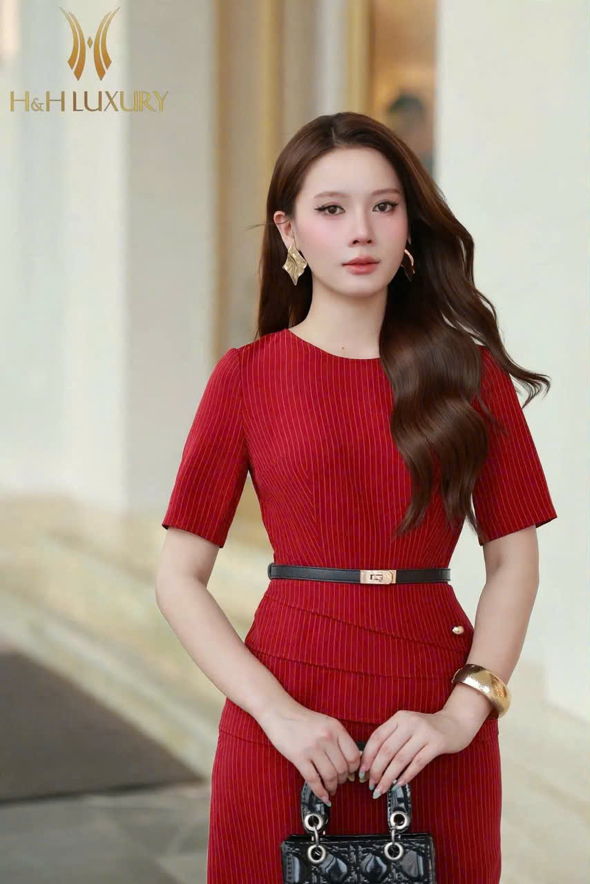 ĐẦM BÚT CHÌ SUÔNG KẺ ĐỎ ĐÔ XẾP LY