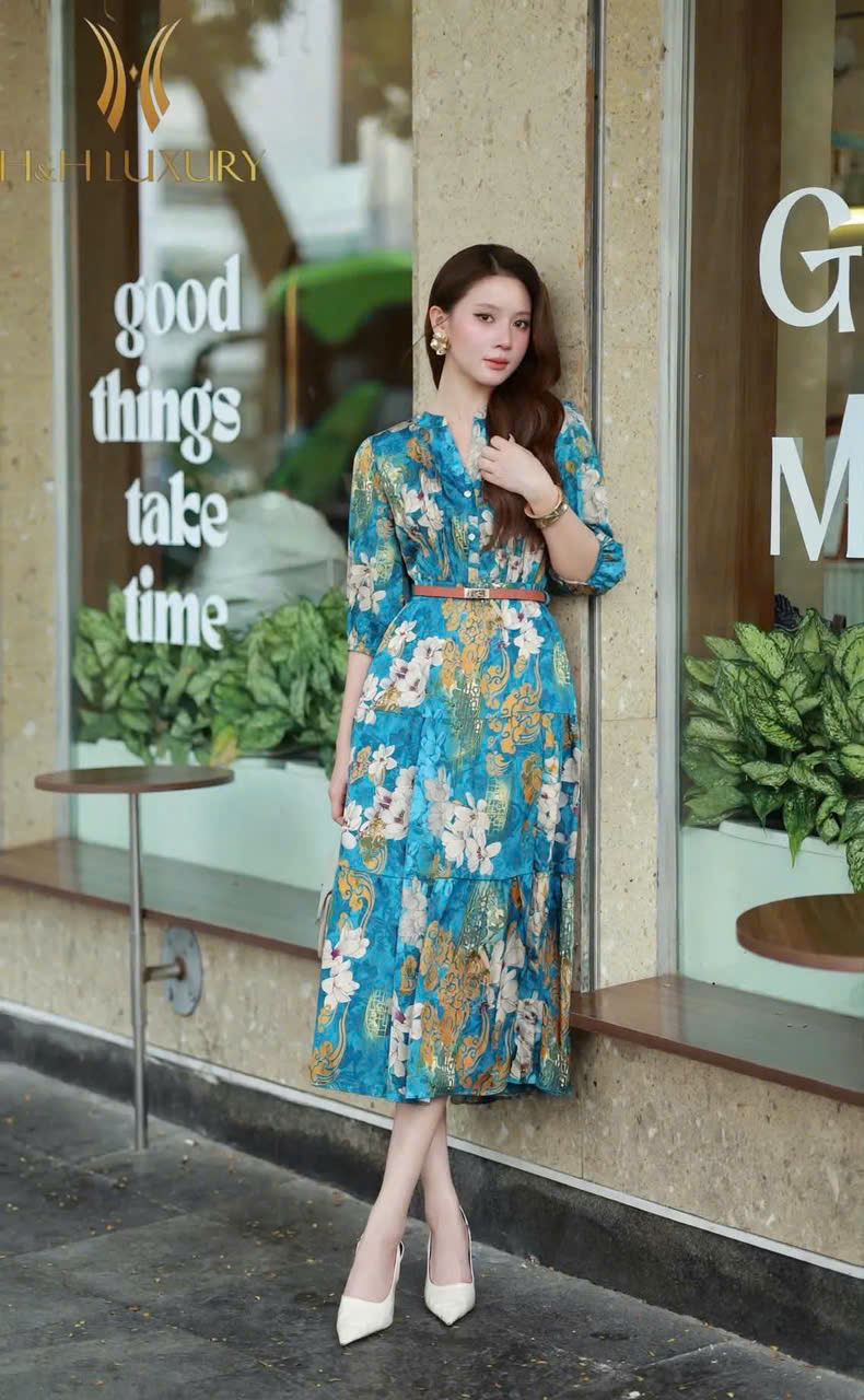 ĐẦM LỤA SATIN XANH NGỌC