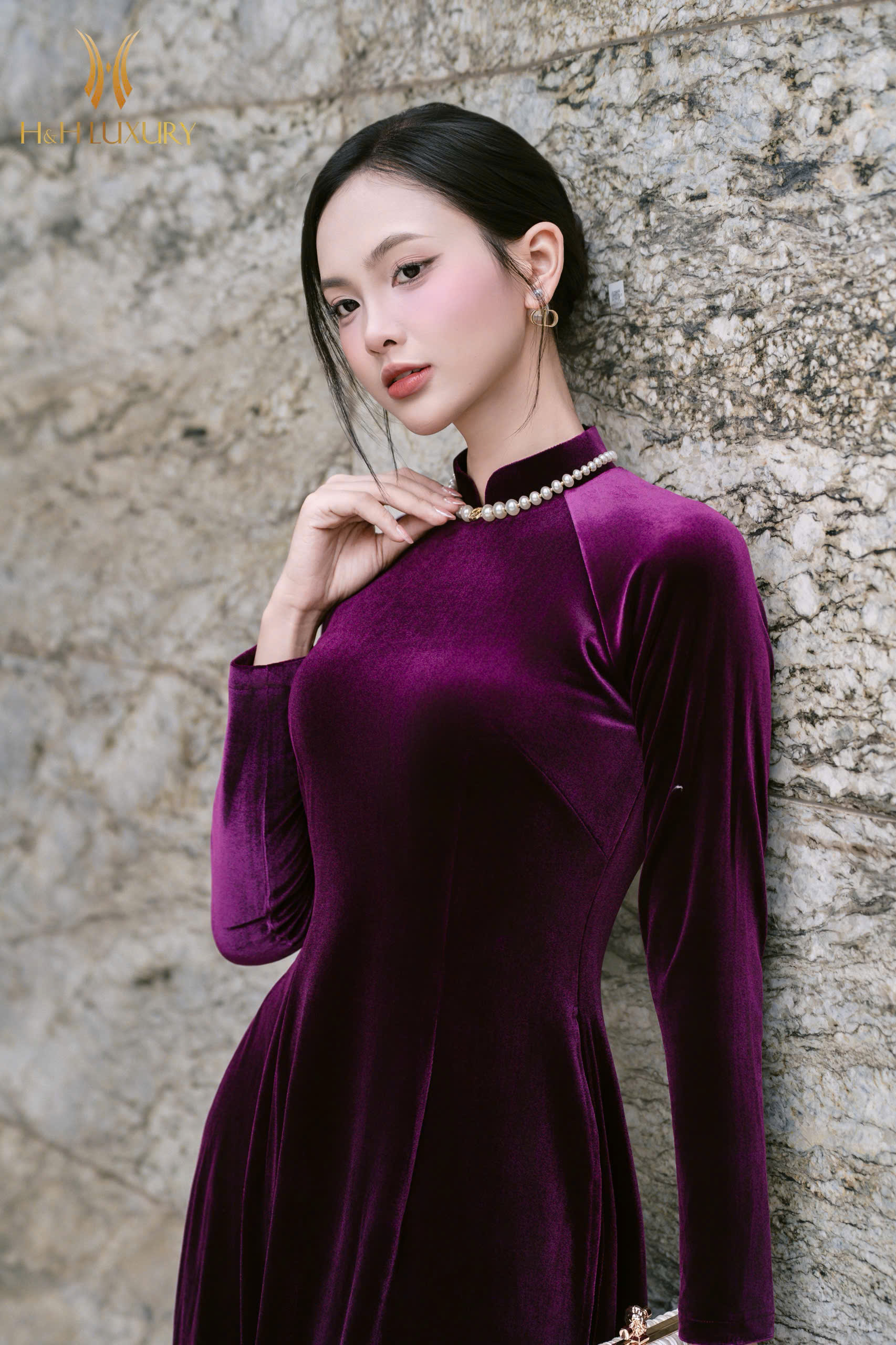 ÁO DÀI NHUNG TÍM HUẾ